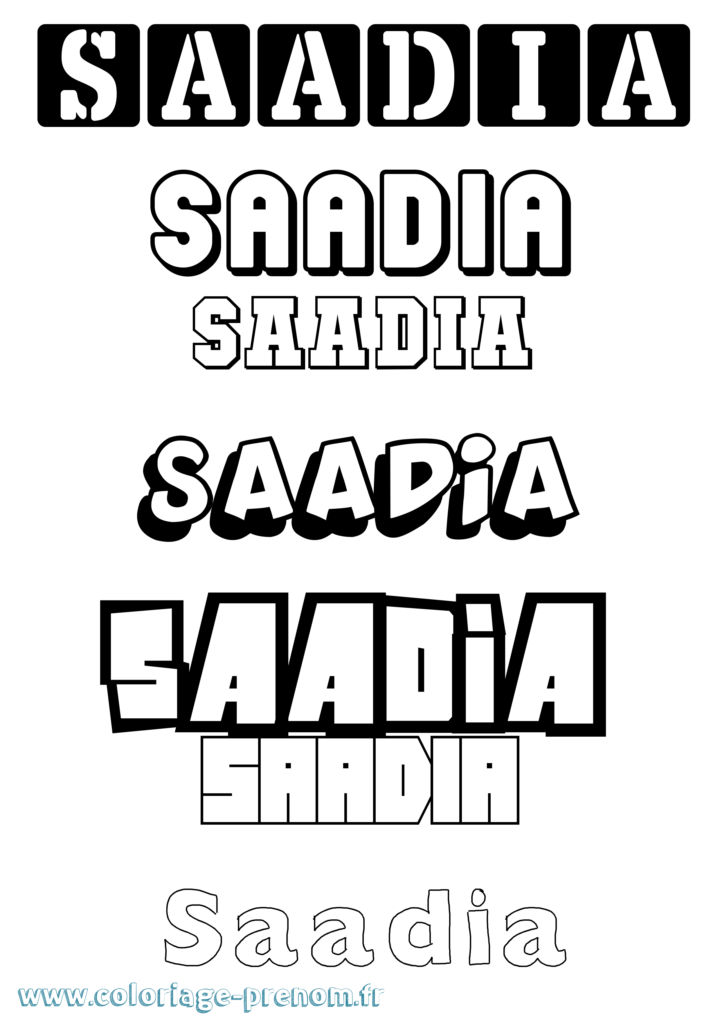 Coloriage prénom Saadia Simple