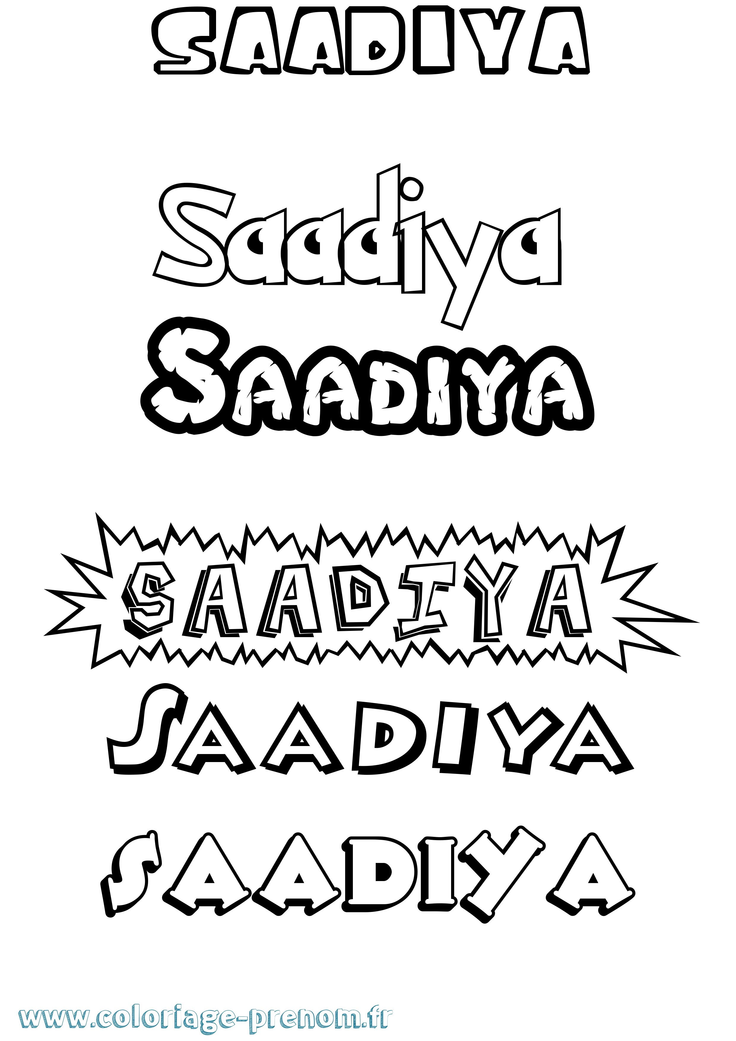 Coloriage prénom Saadiya Dessin Animé