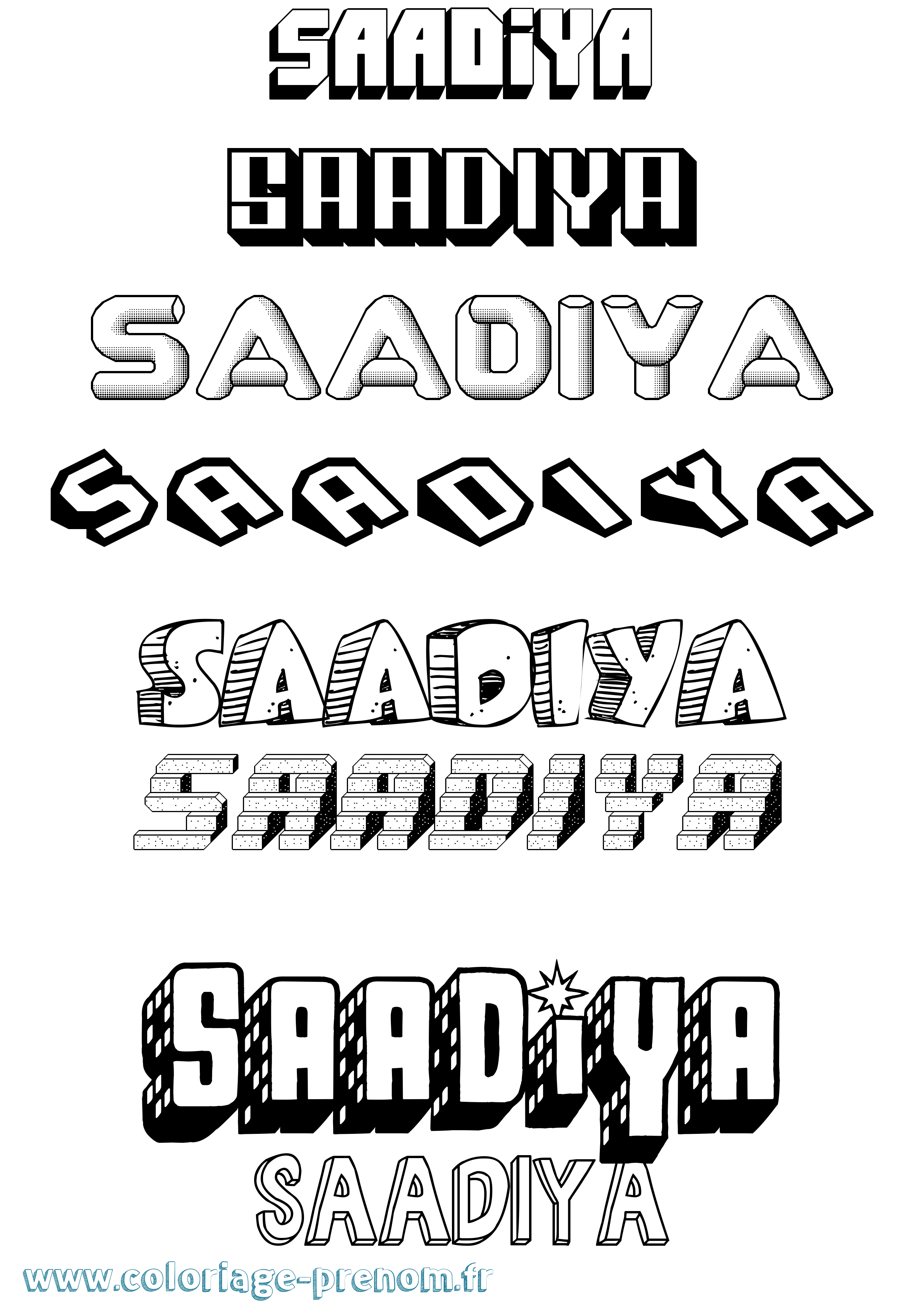 Coloriage prénom Saadiya Effet 3D