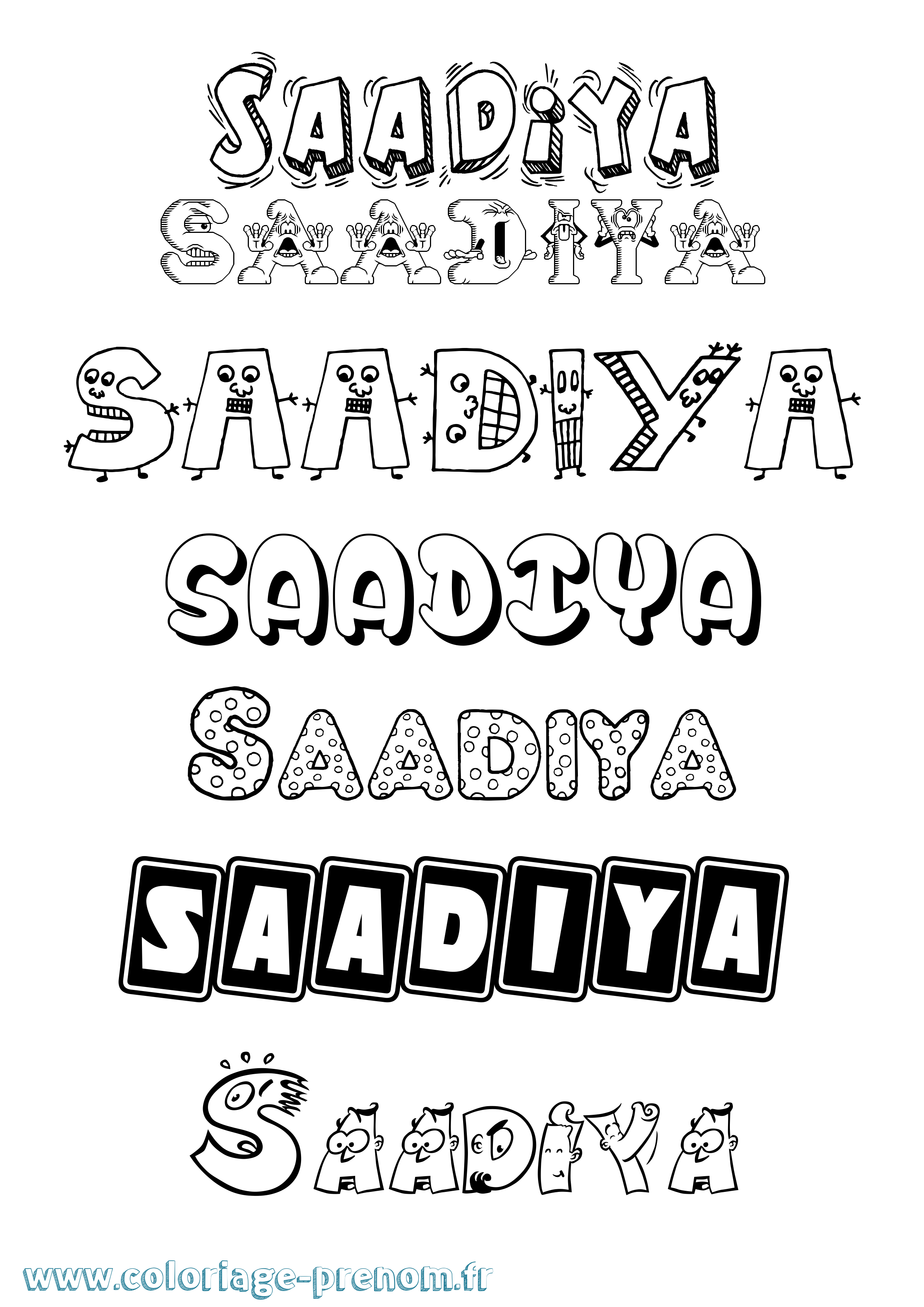 Coloriage prénom Saadiya Fun