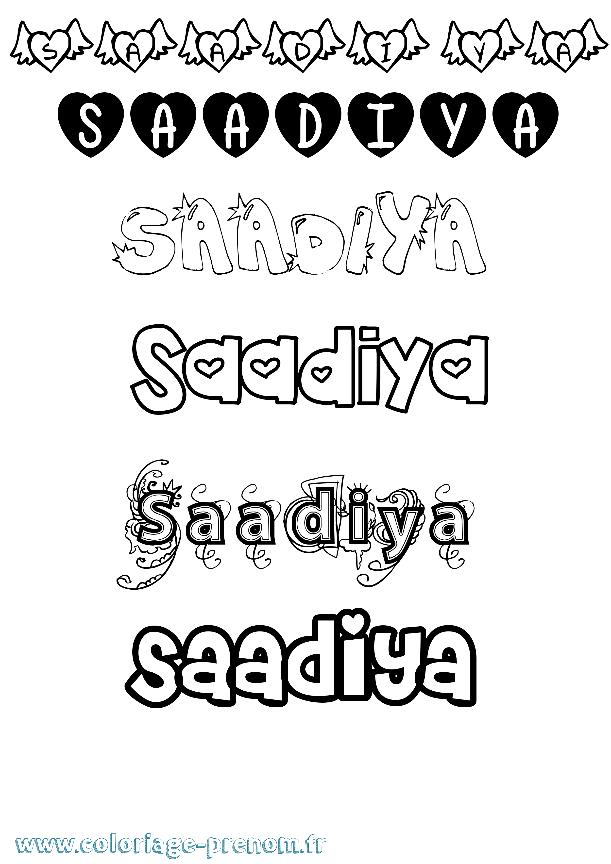 Coloriage prénom Saadiya Girly