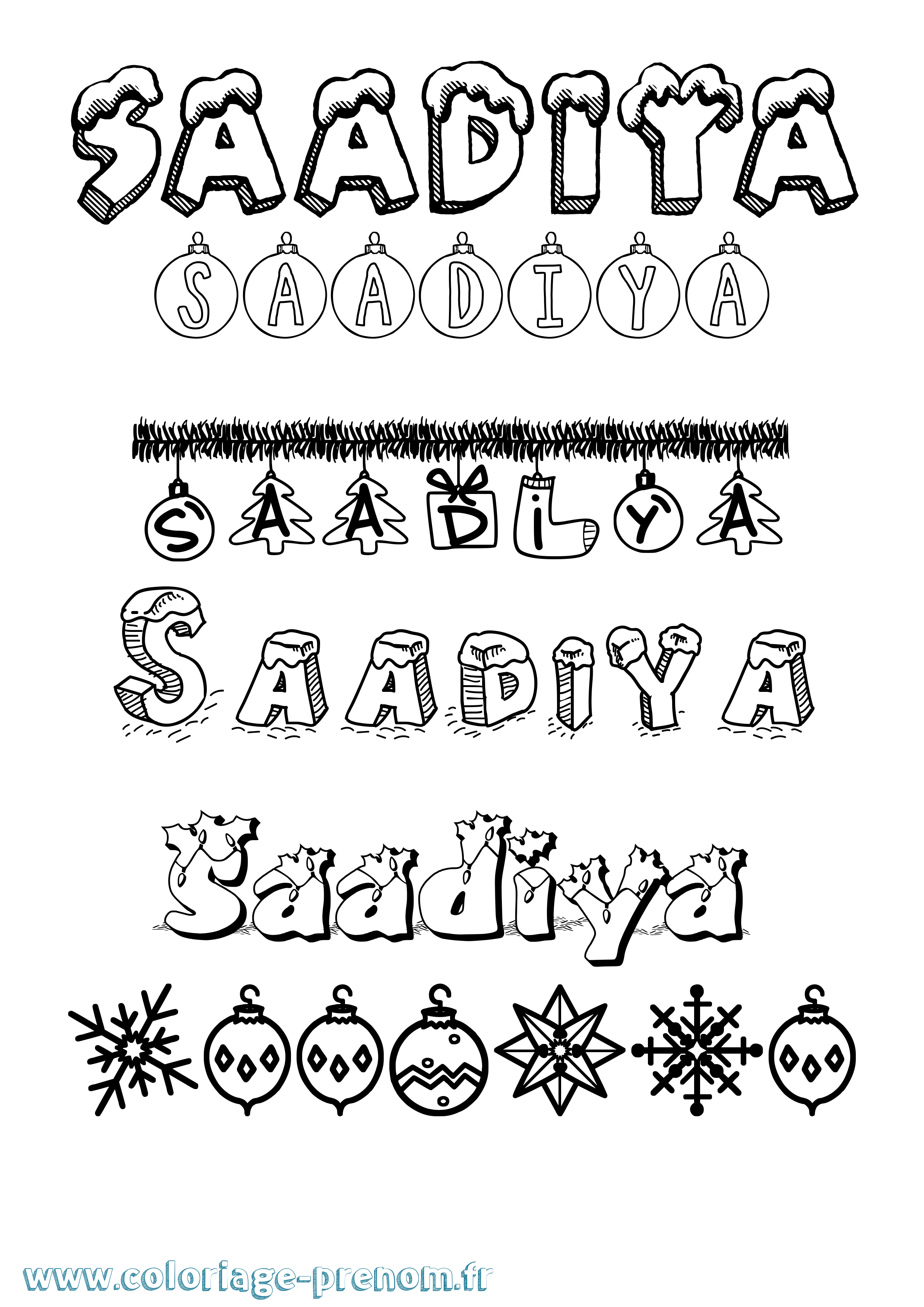 Coloriage prénom Saadiya Noël