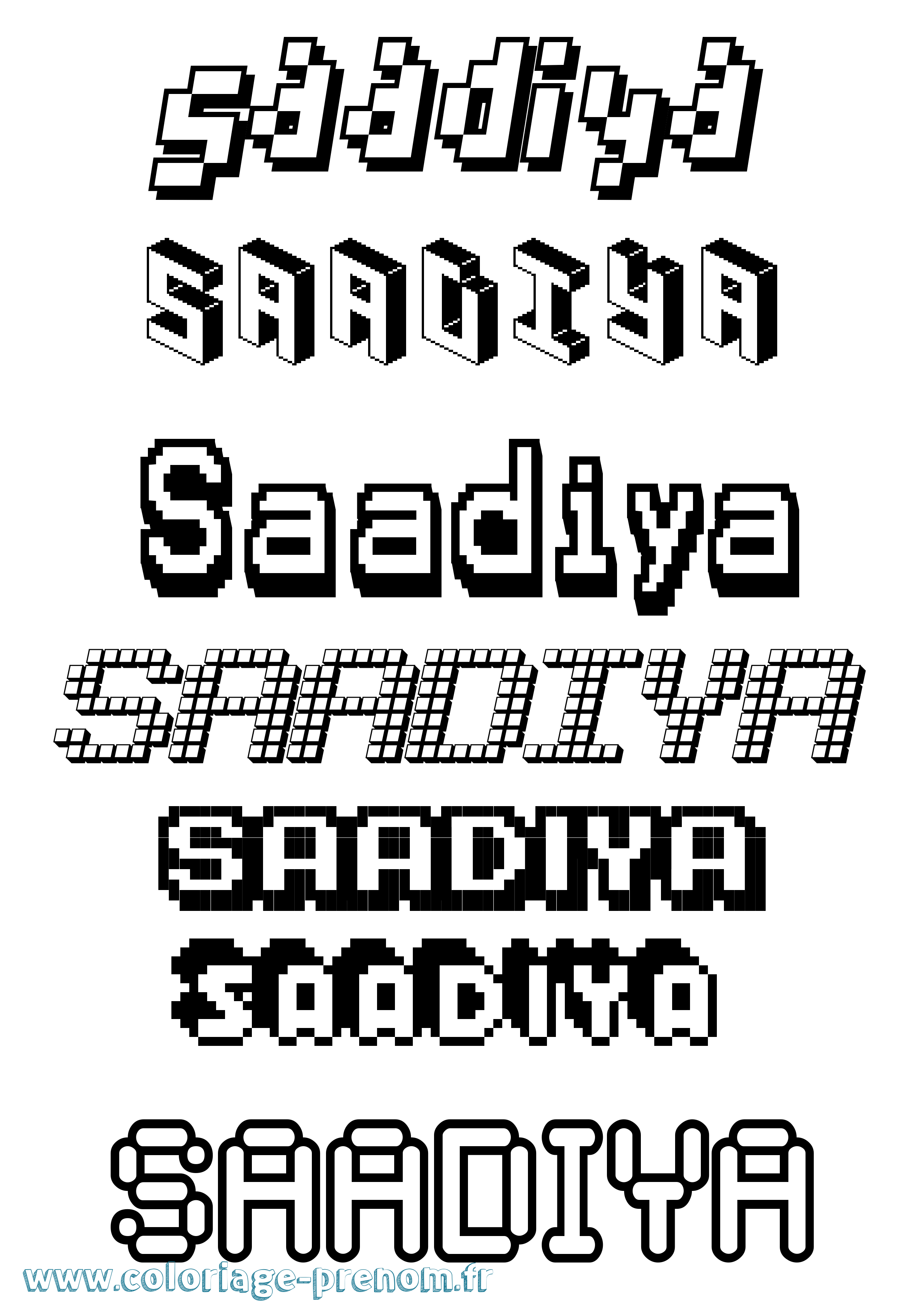 Coloriage prénom Saadiya Pixel