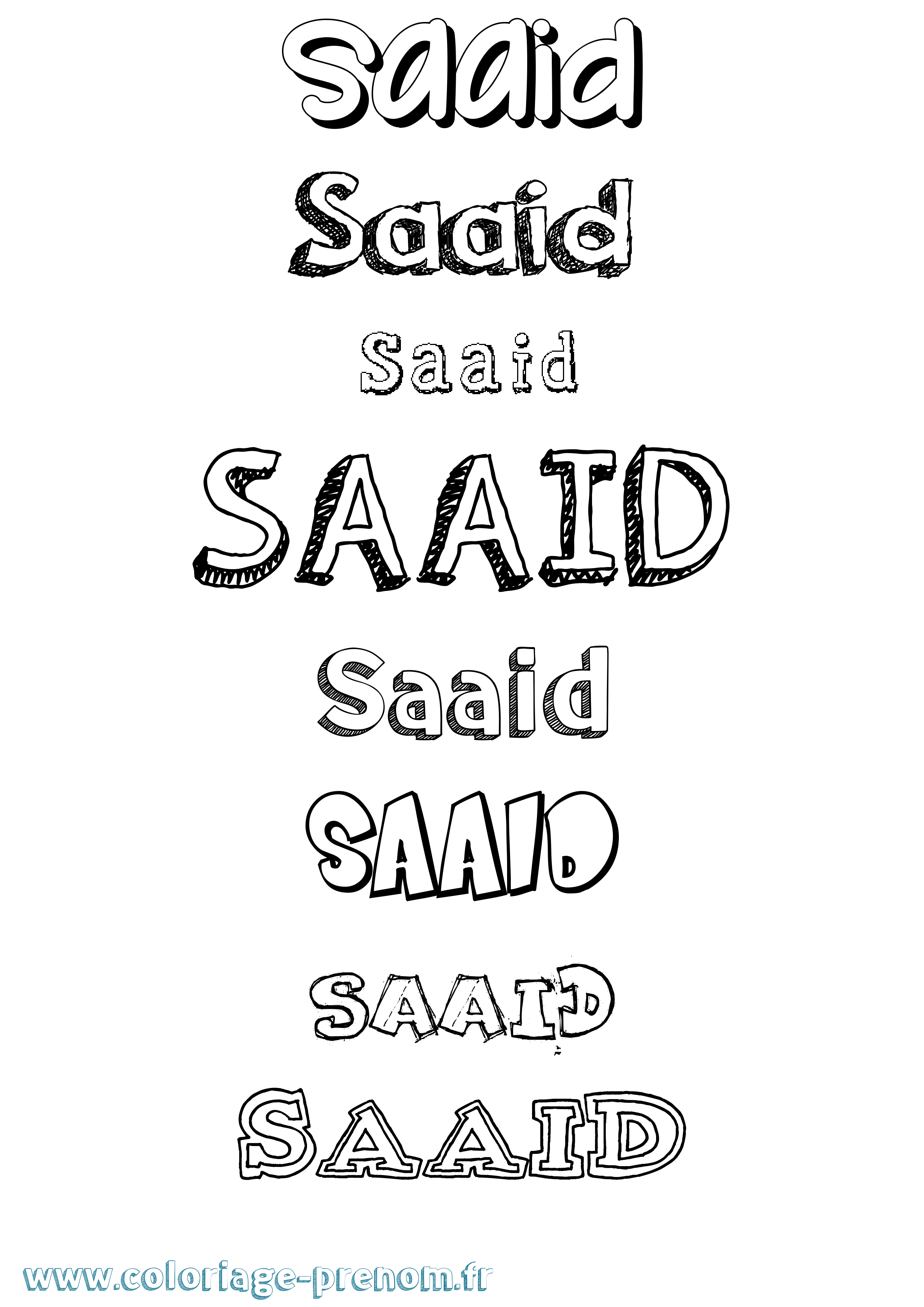 Coloriage prénom Saaid Dessiné