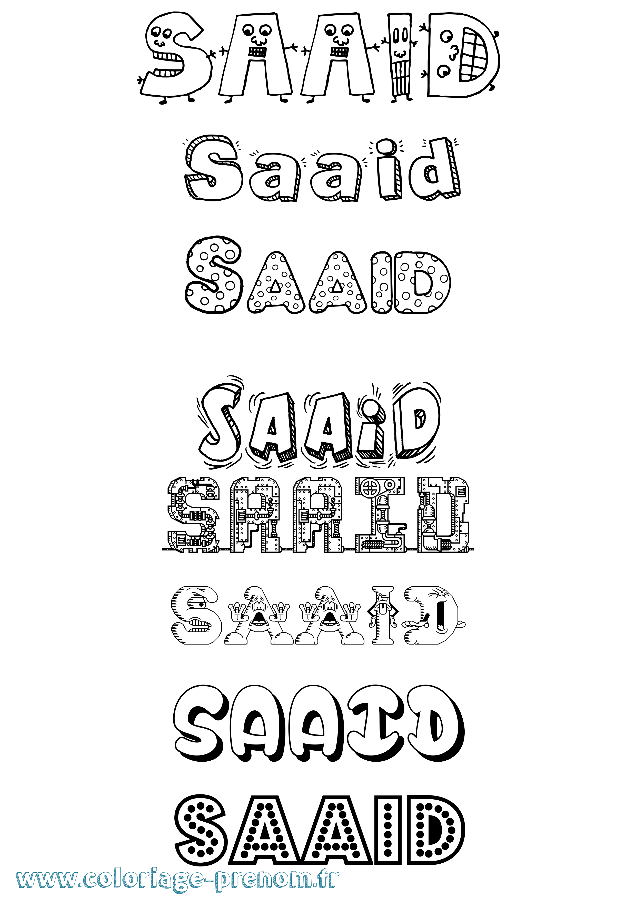 Coloriage prénom Saaid Fun