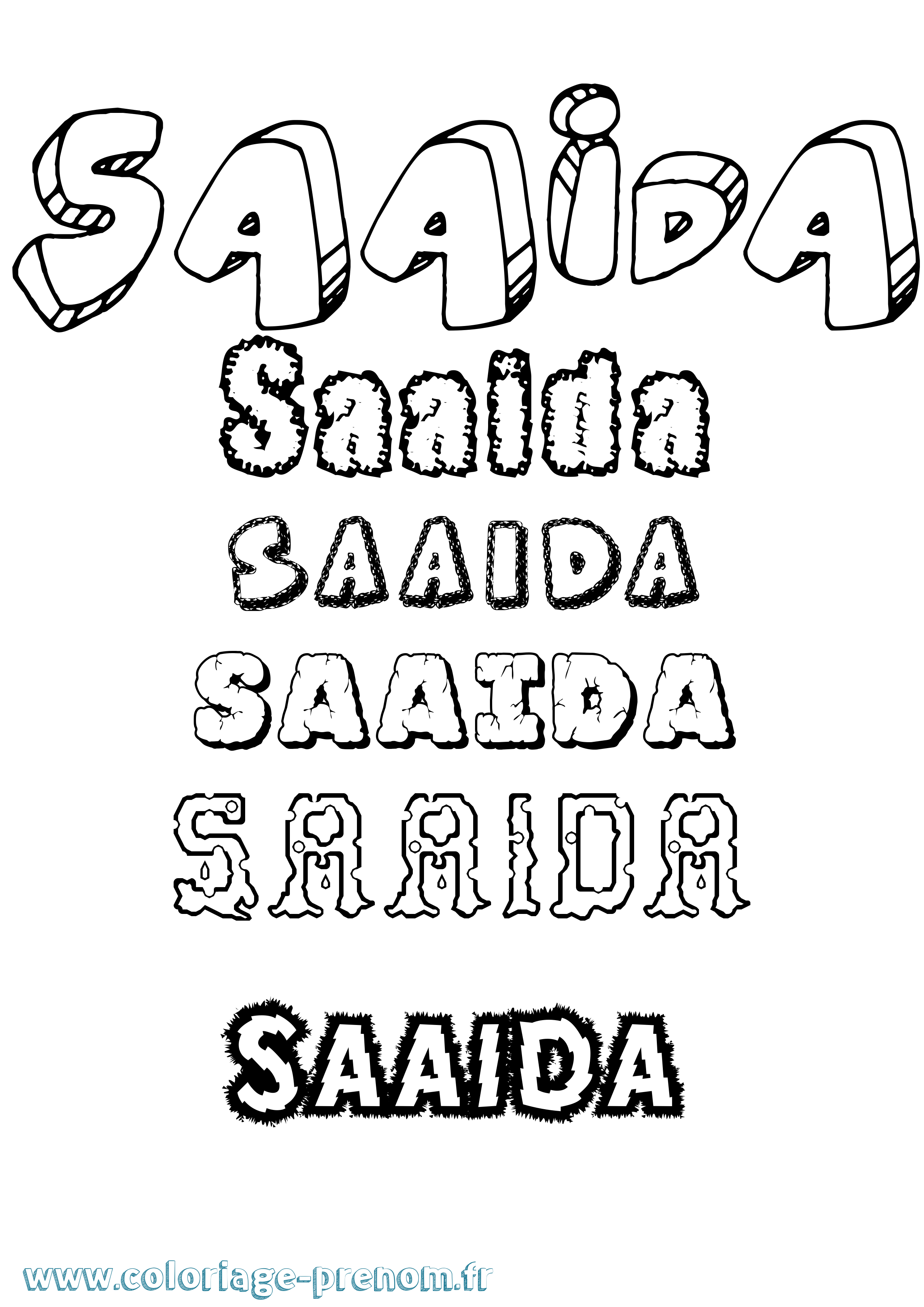 Coloriage prénom Saaida Destructuré