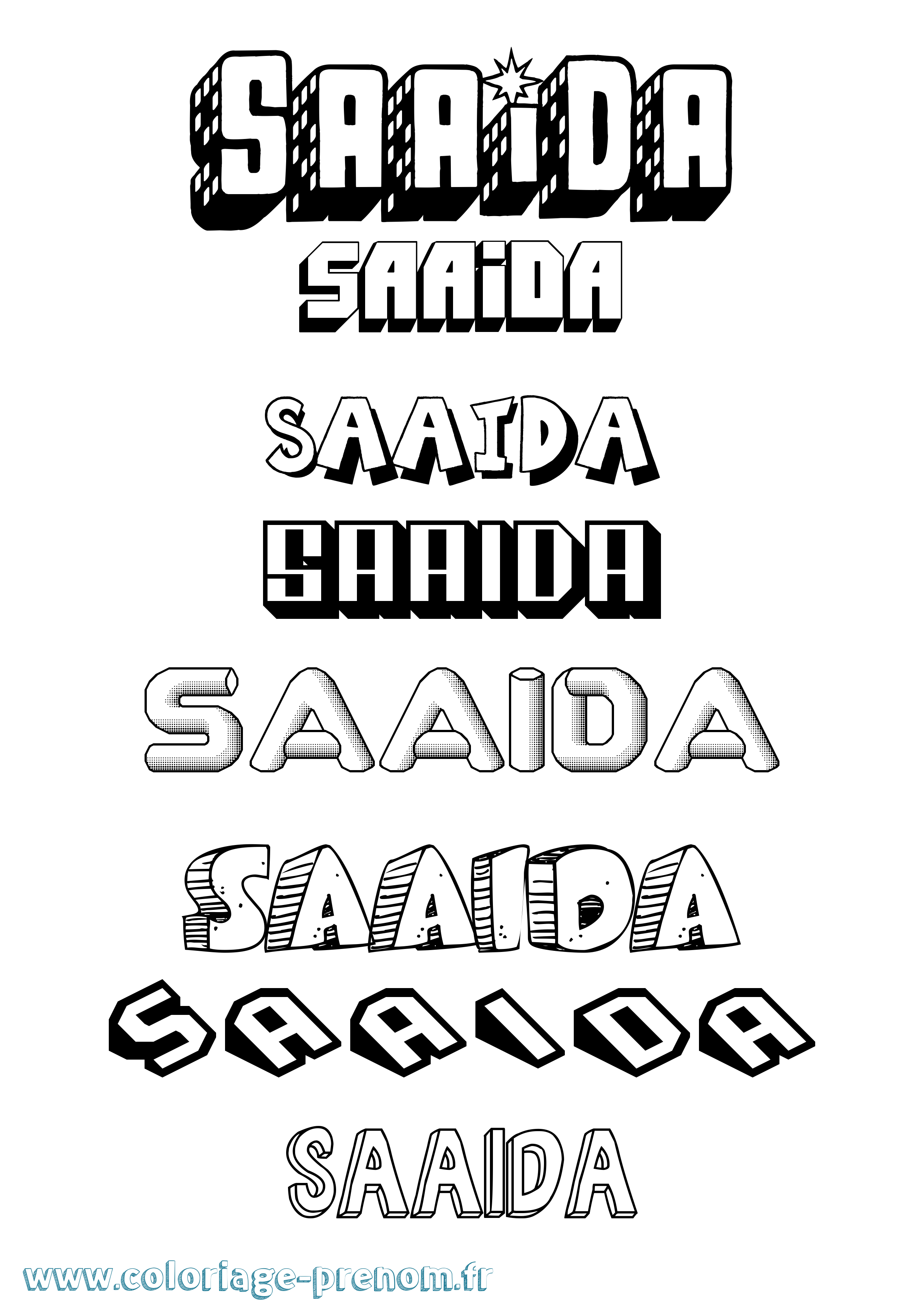 Coloriage prénom Saaida Effet 3D