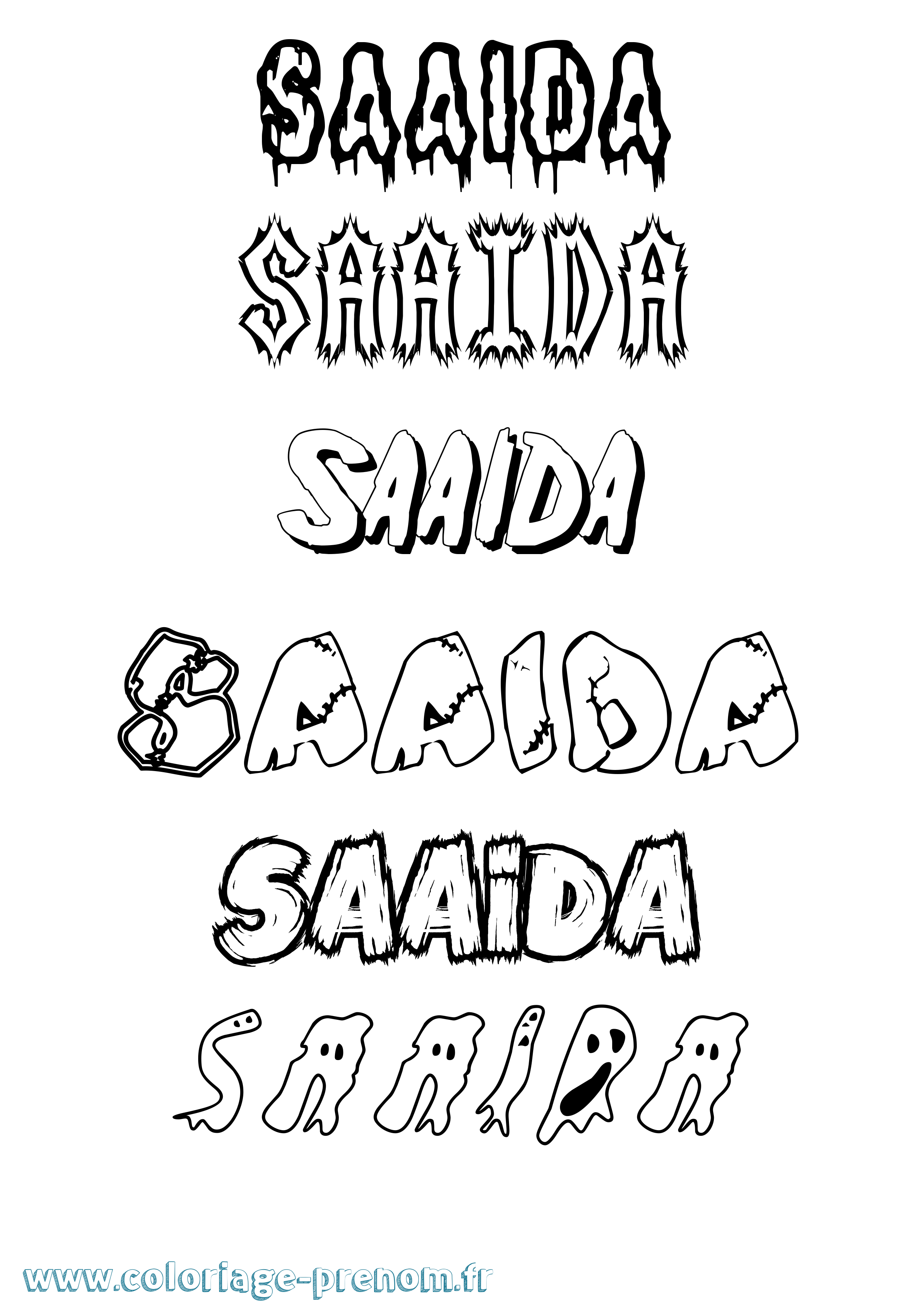 Coloriage prénom Saaida Frisson