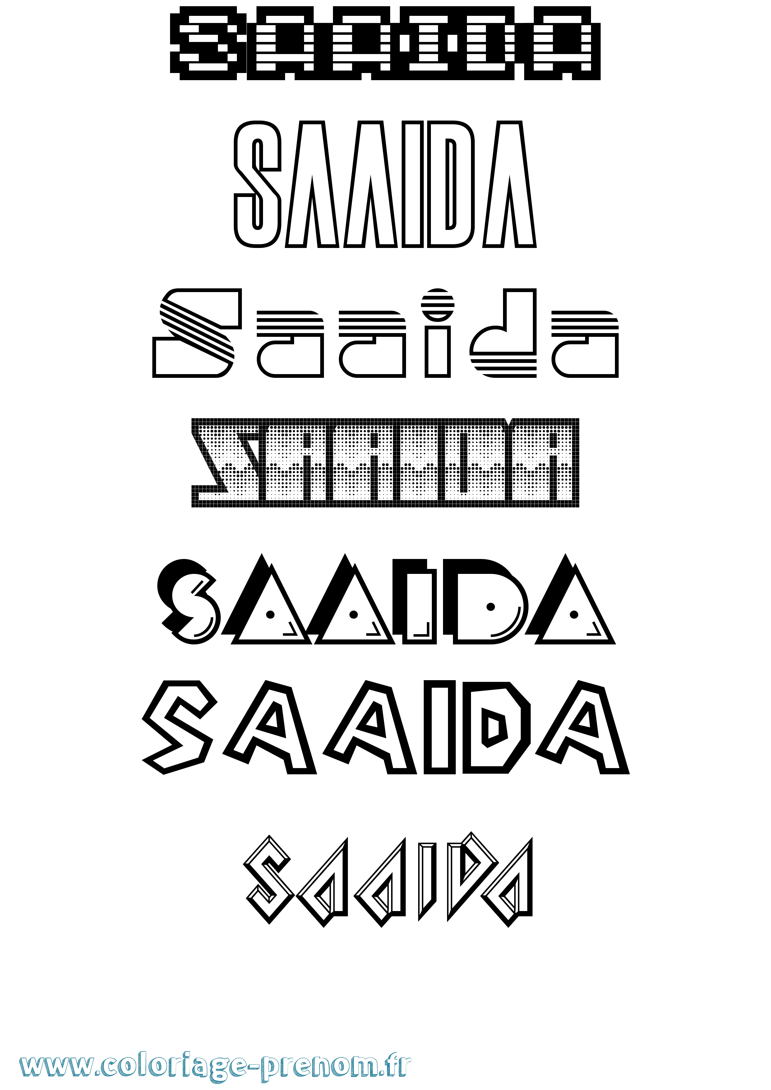 Coloriage prénom Saaida Jeux Vidéos