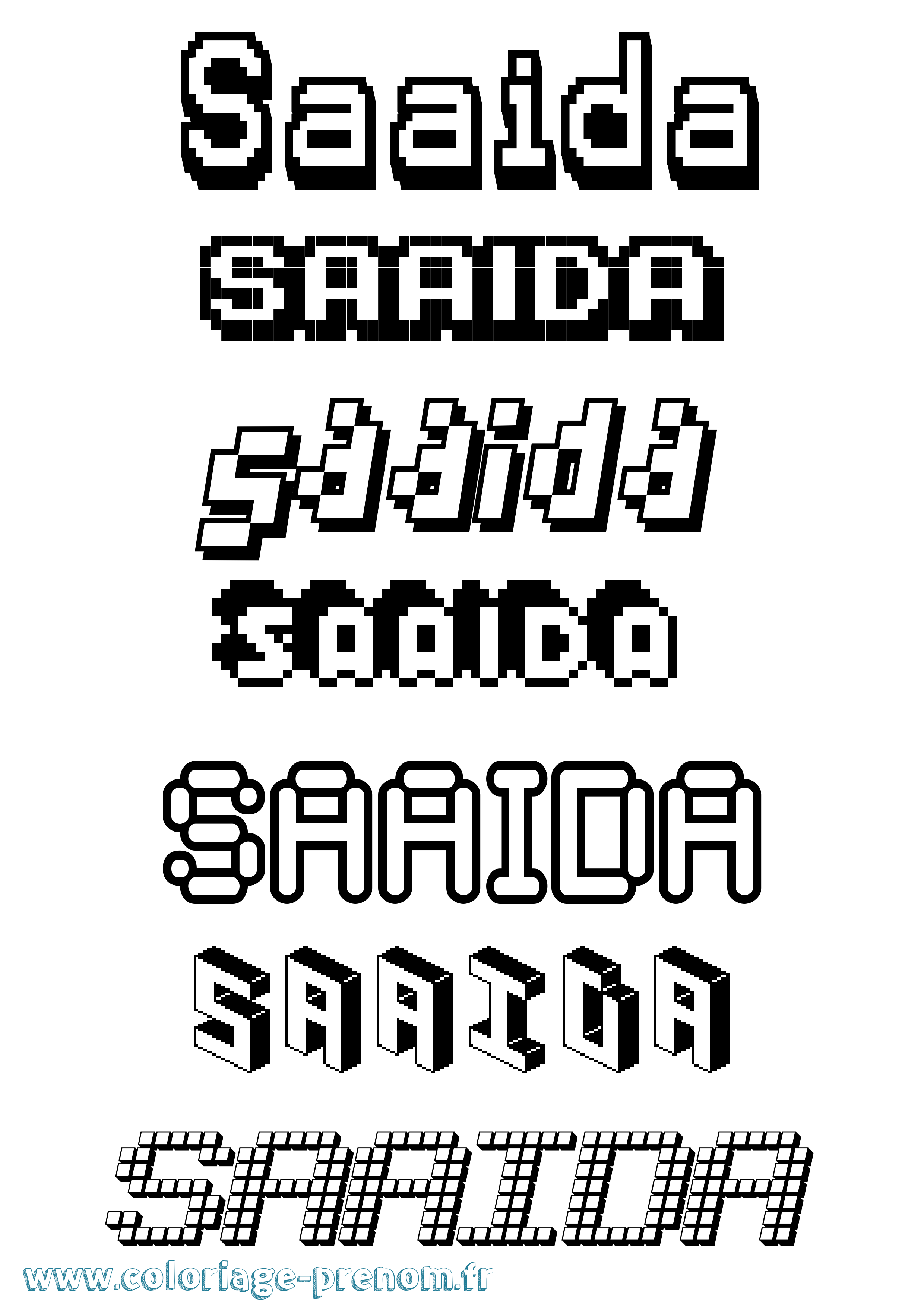 Coloriage prénom Saaida Pixel