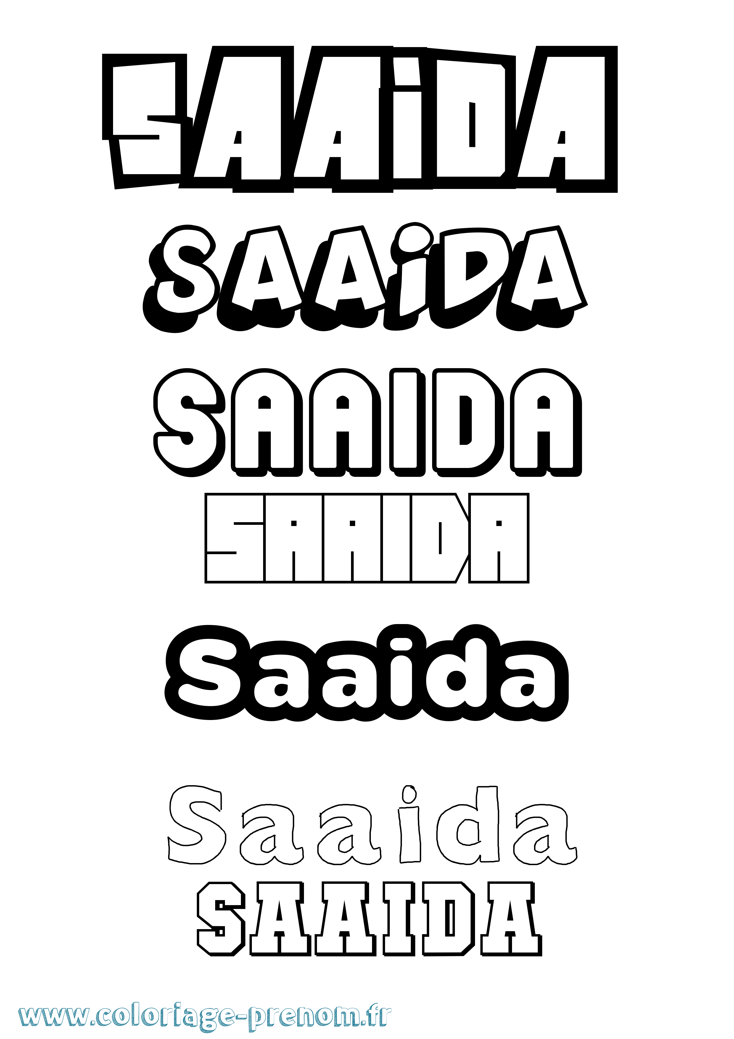 Coloriage prénom Saaida Simple