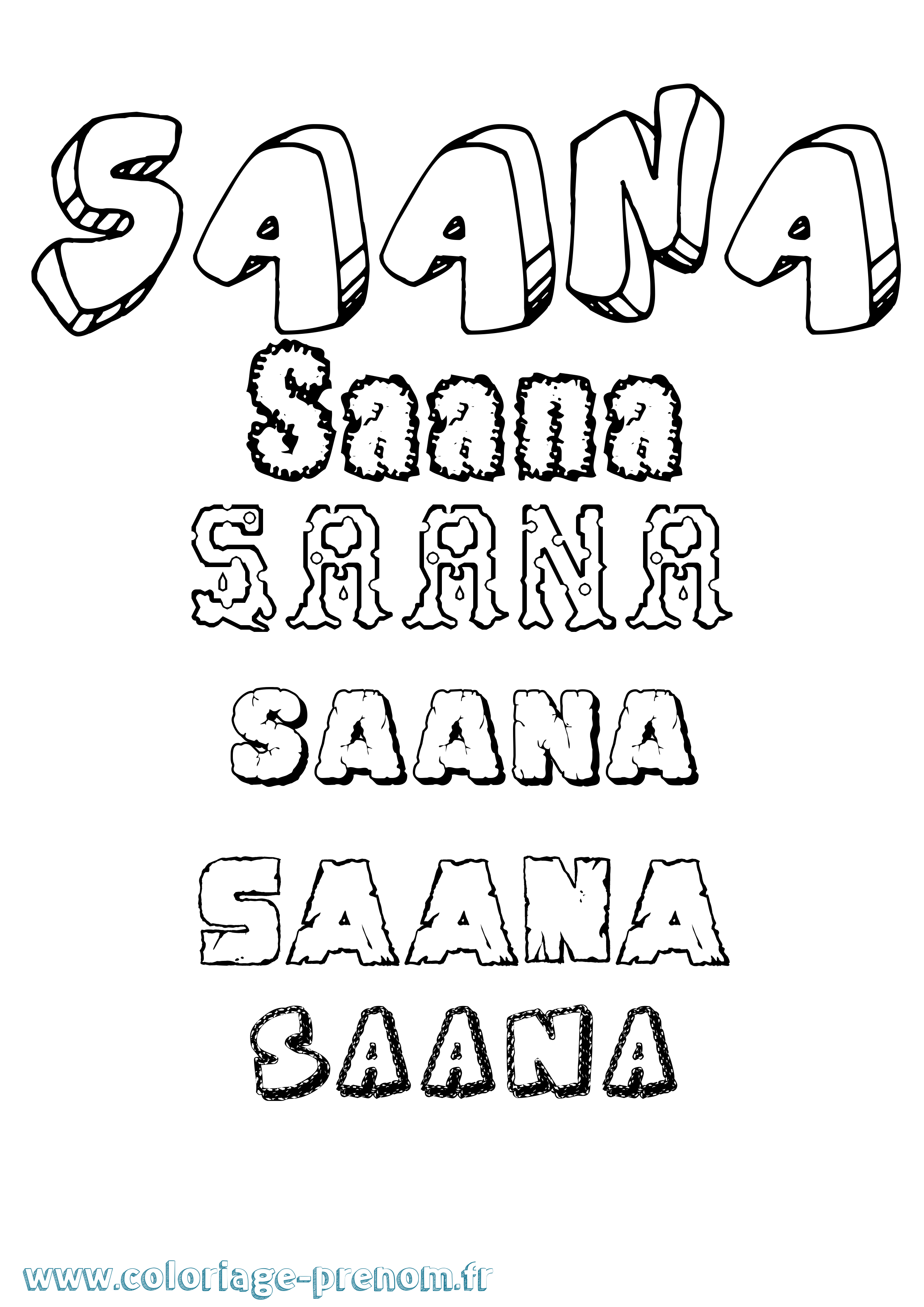 Coloriage prénom Saana Destructuré