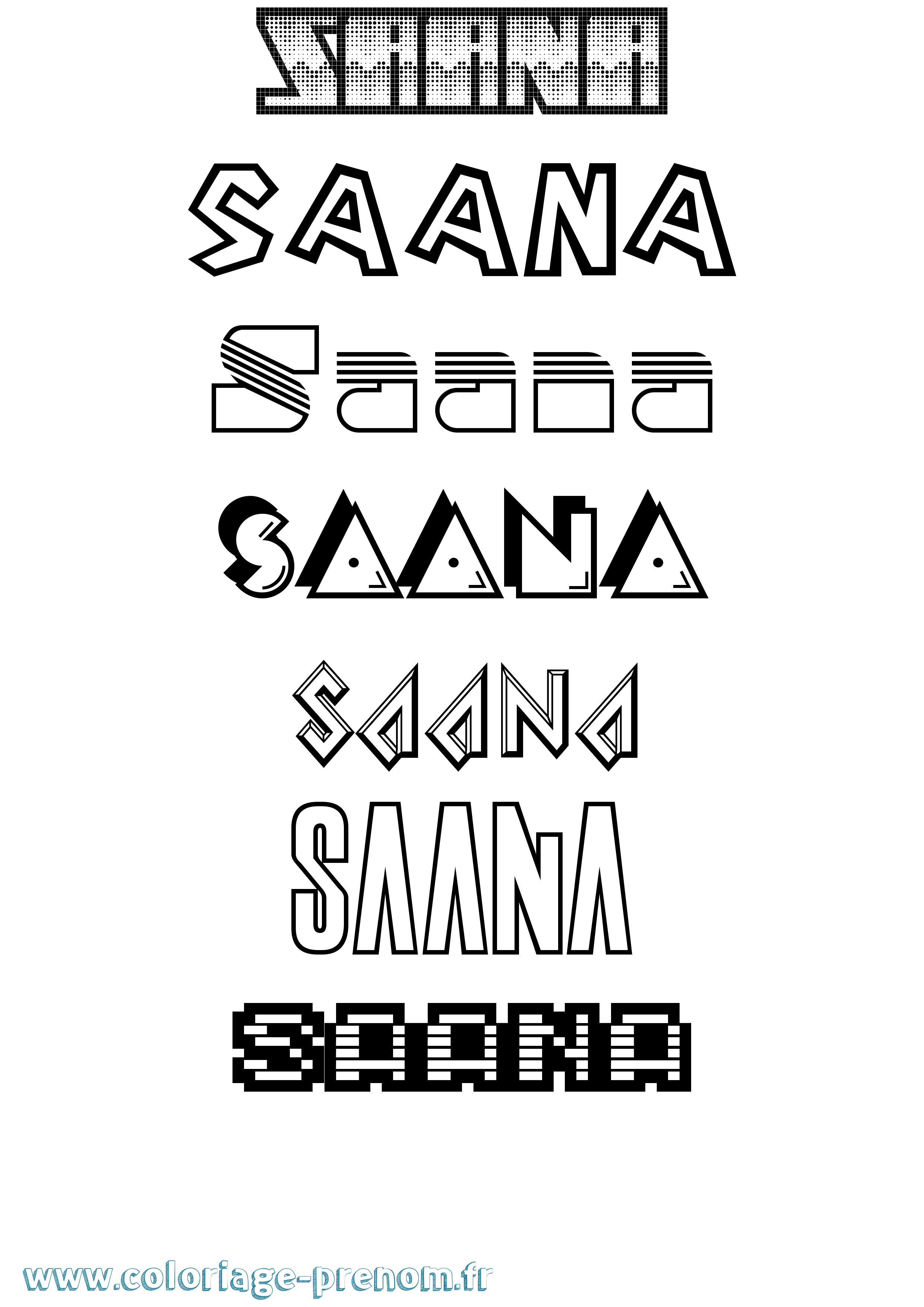 Coloriage prénom Saana Jeux Vidéos