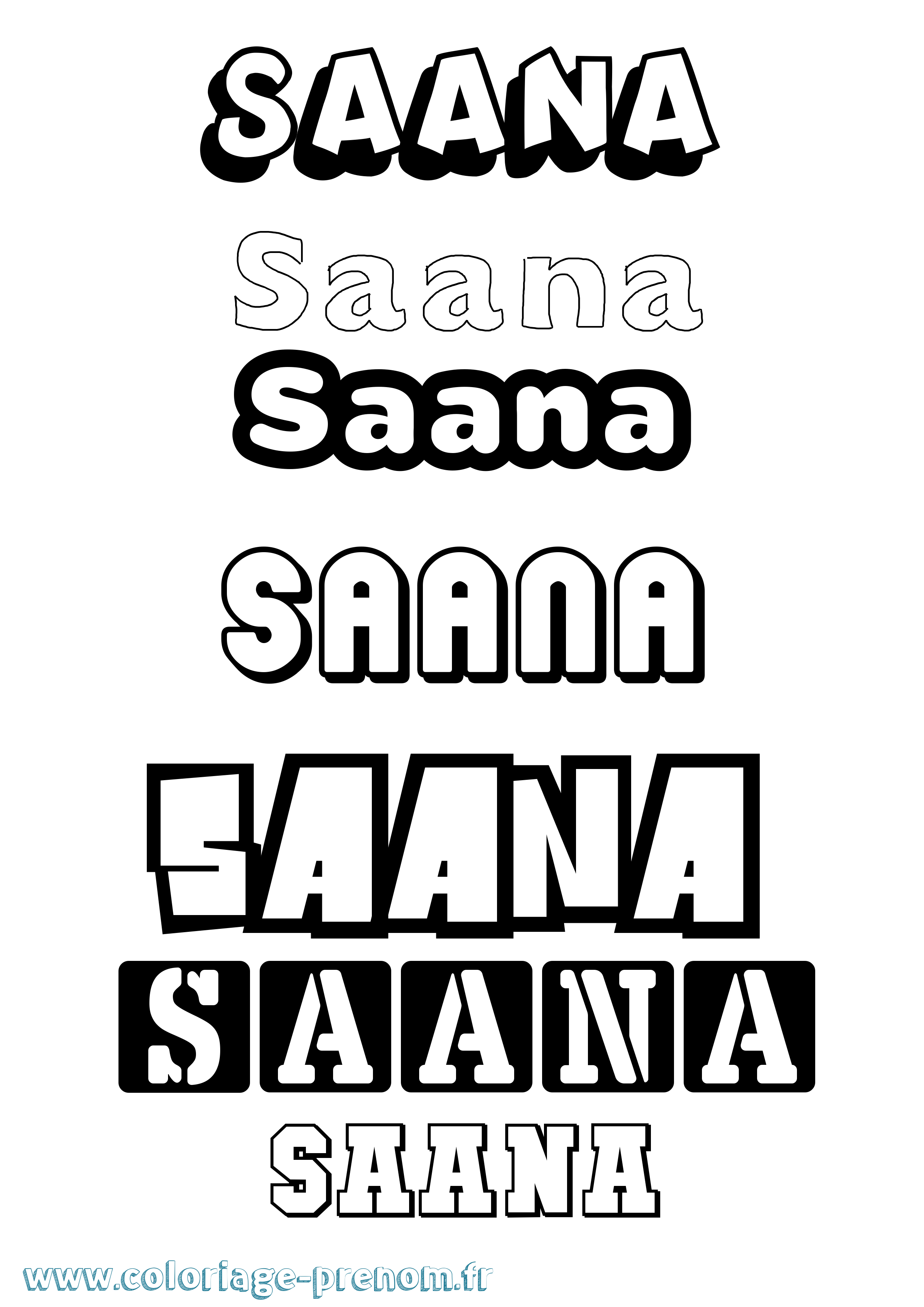 Coloriage prénom Saana Simple