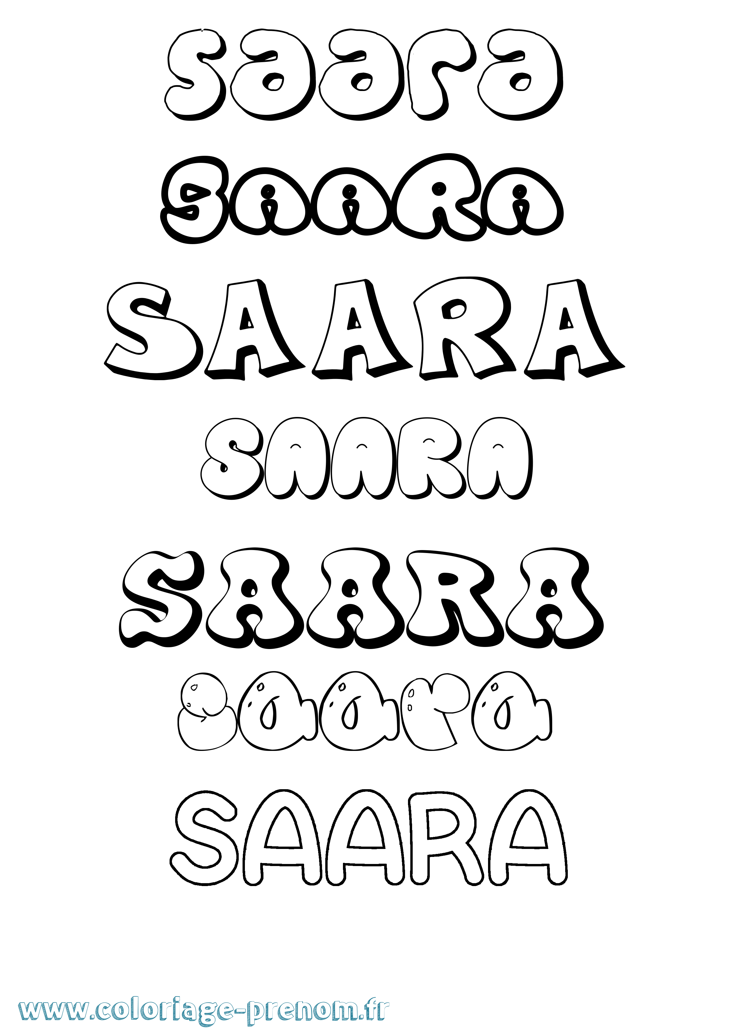Coloriage prénom Saara Bubble
