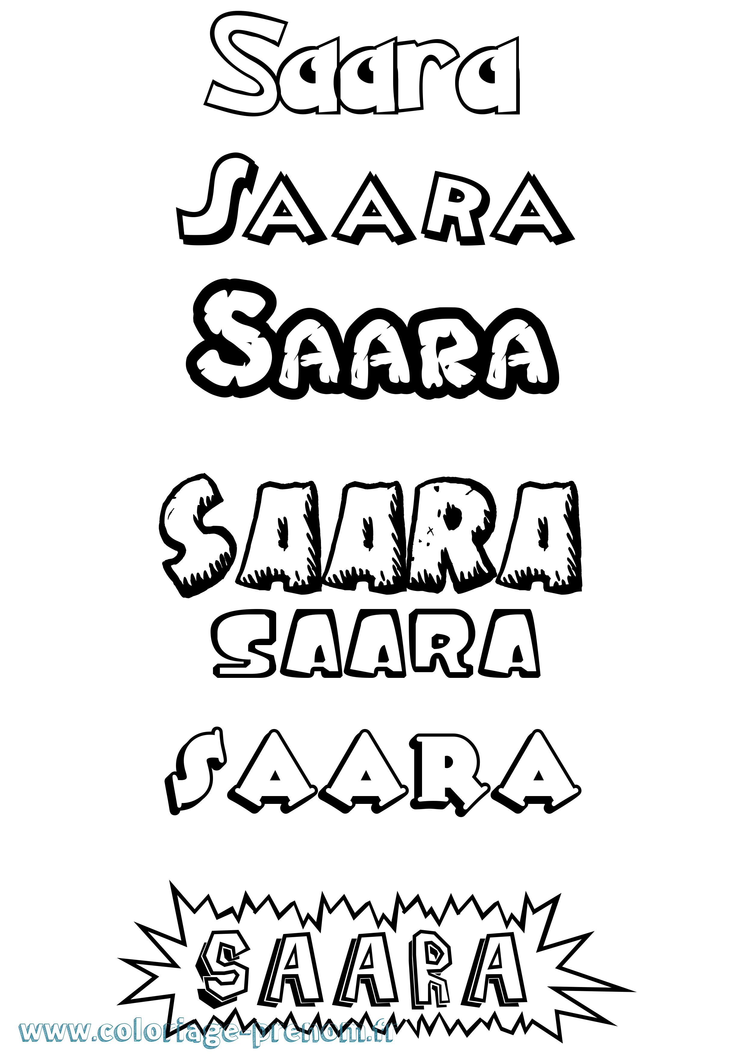 Coloriage prénom Saara Dessin Animé