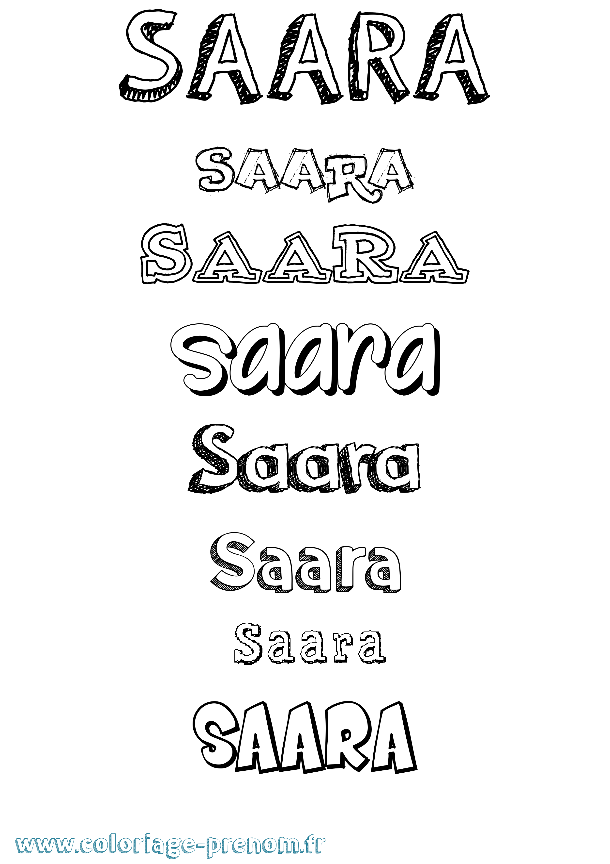 Coloriage prénom Saara Dessiné