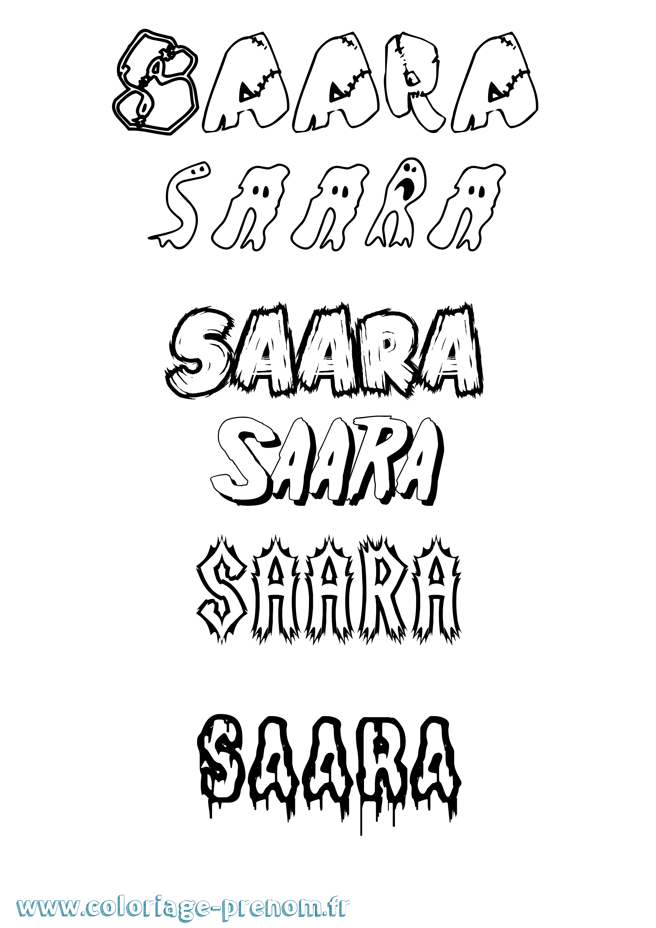 Coloriage prénom Saara Frisson
