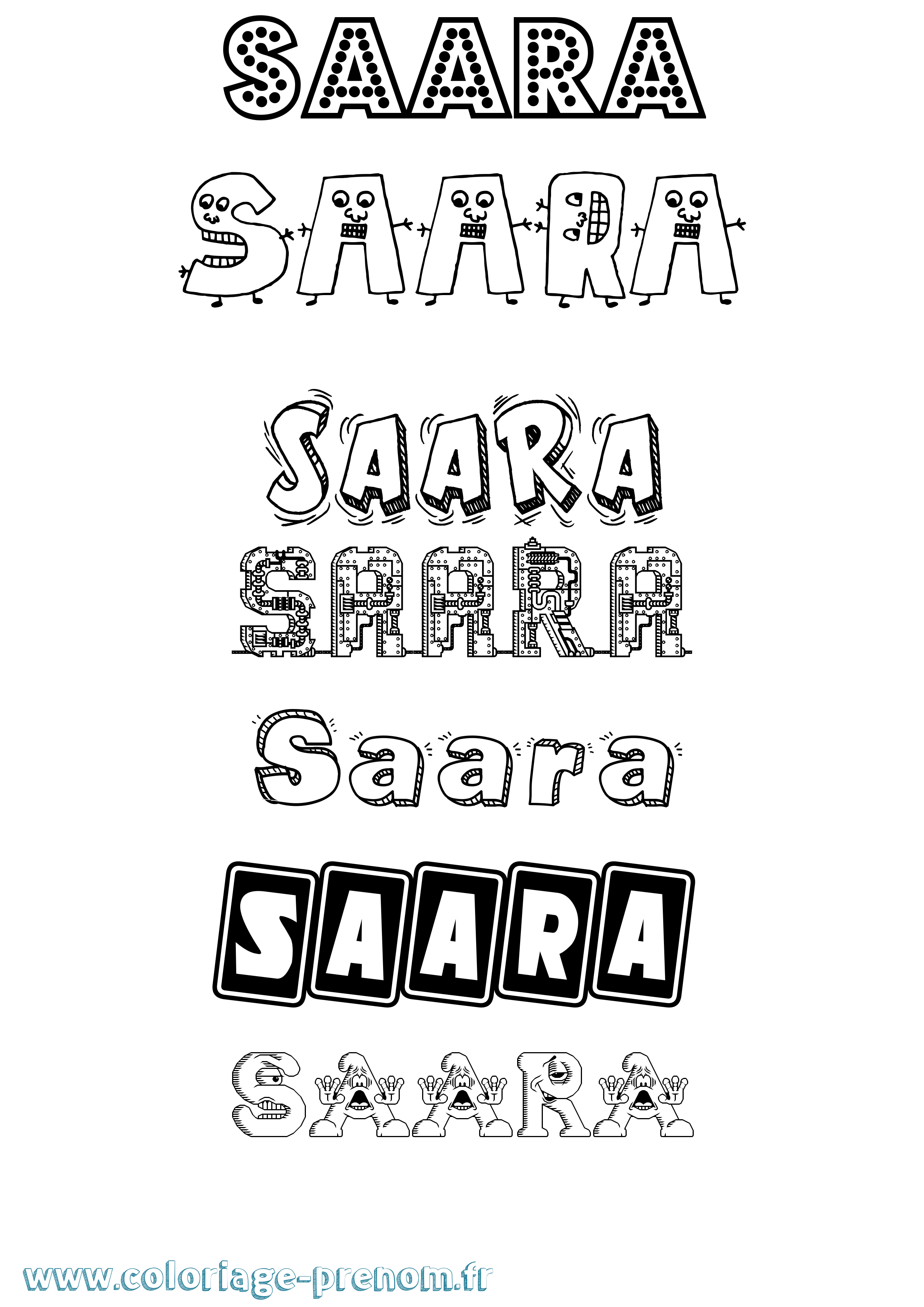 Coloriage prénom Saara Fun