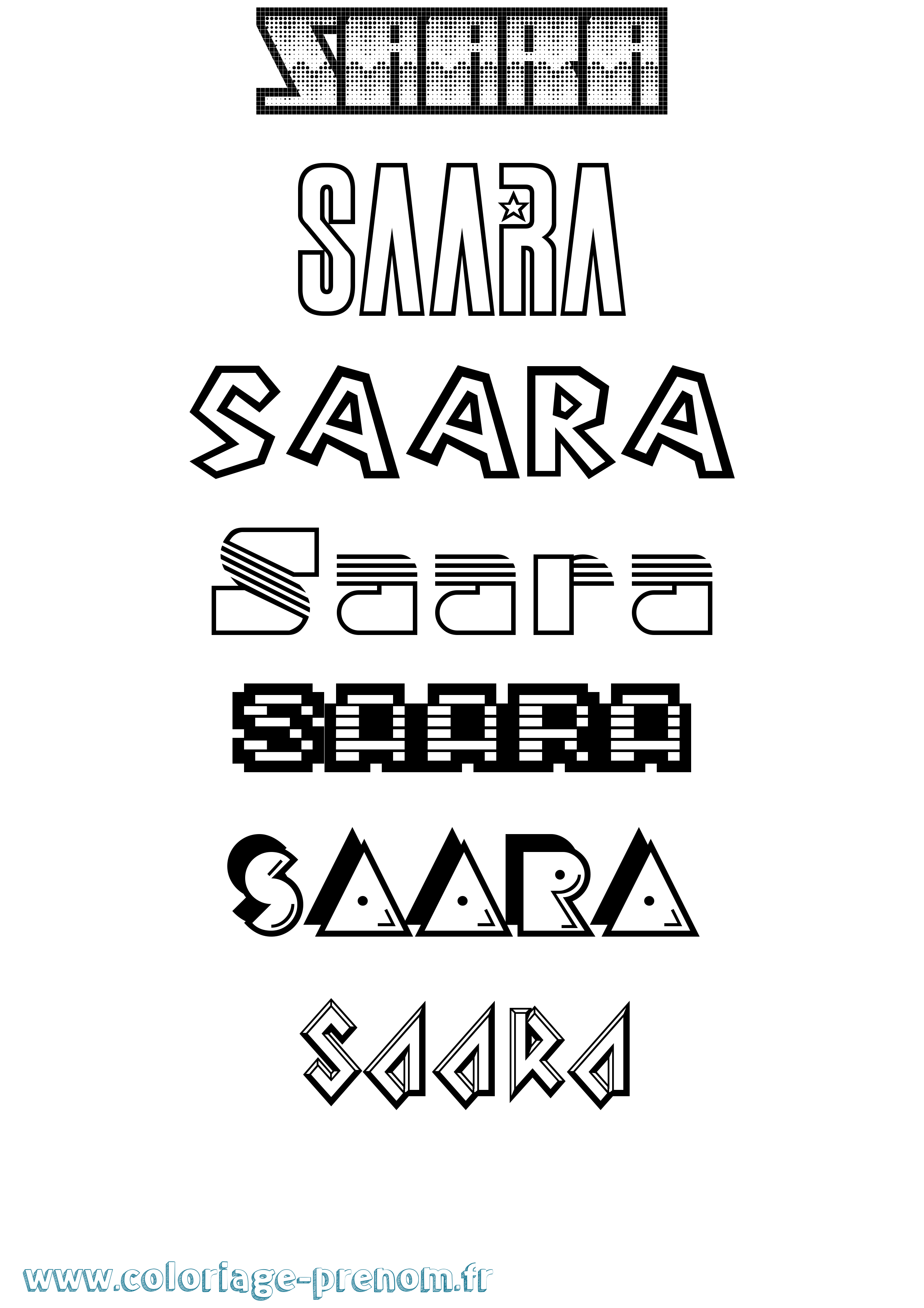 Coloriage prénom Saara Jeux Vidéos