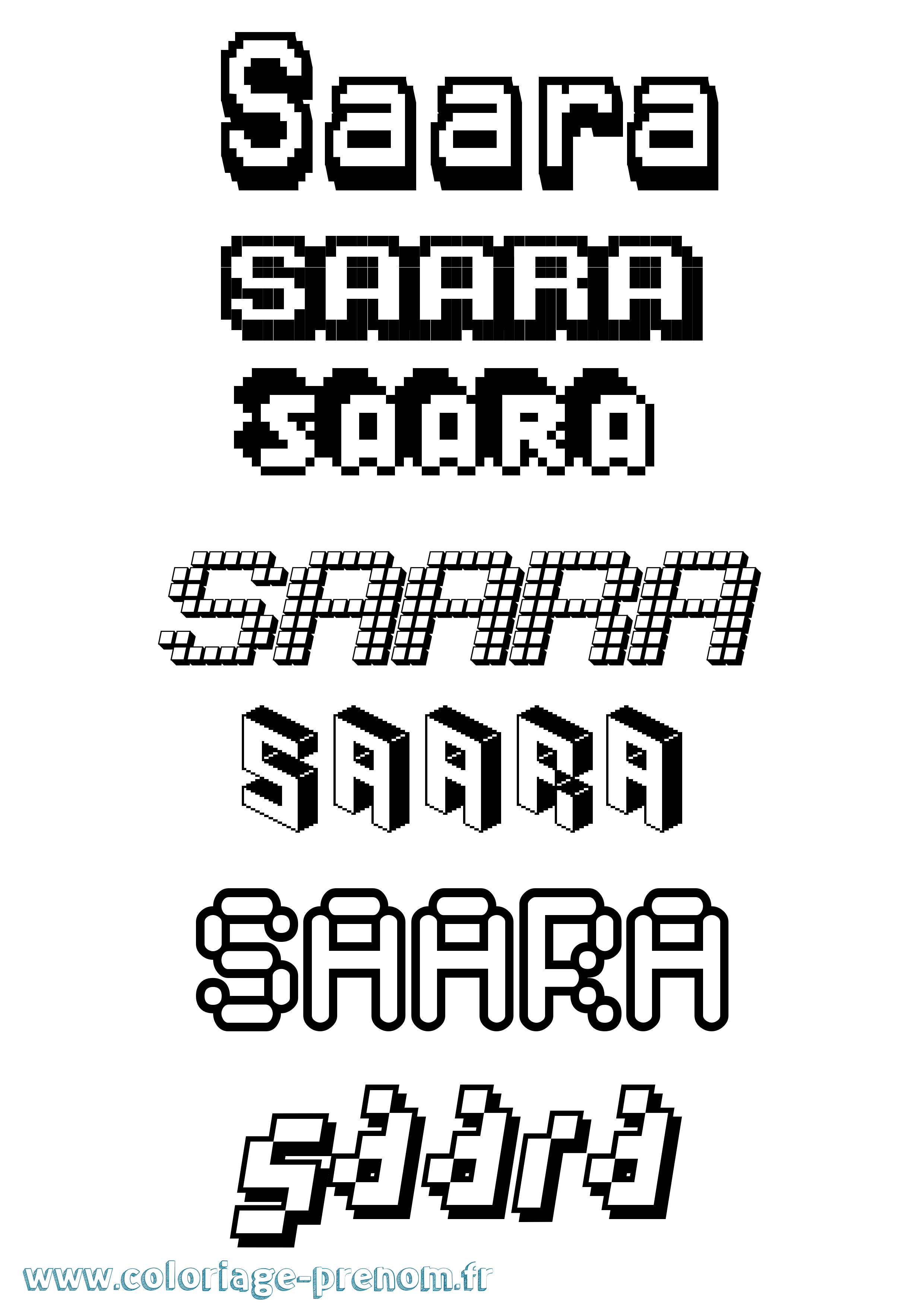 Coloriage prénom Saara Pixel