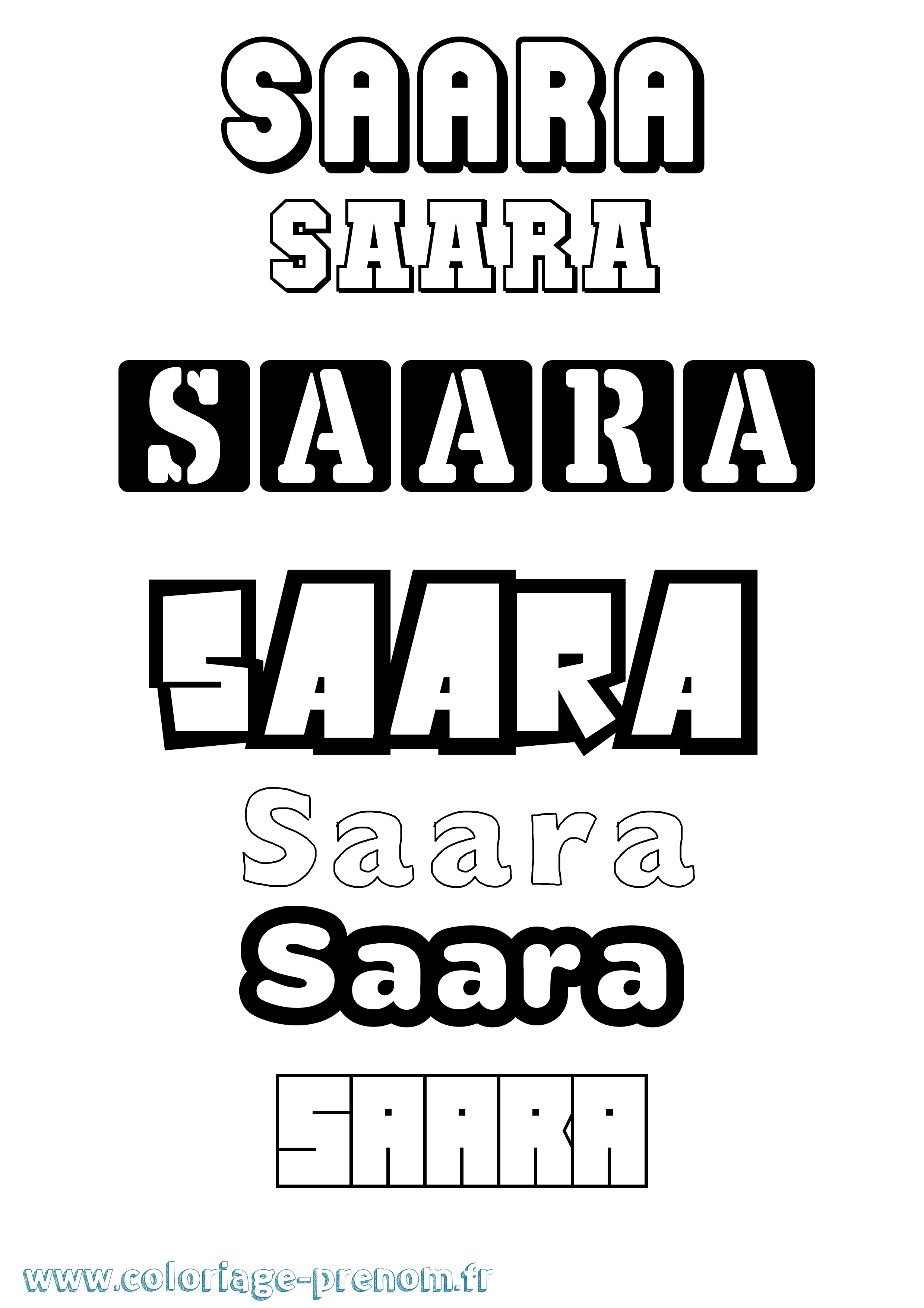 Coloriage prénom Saara Simple
