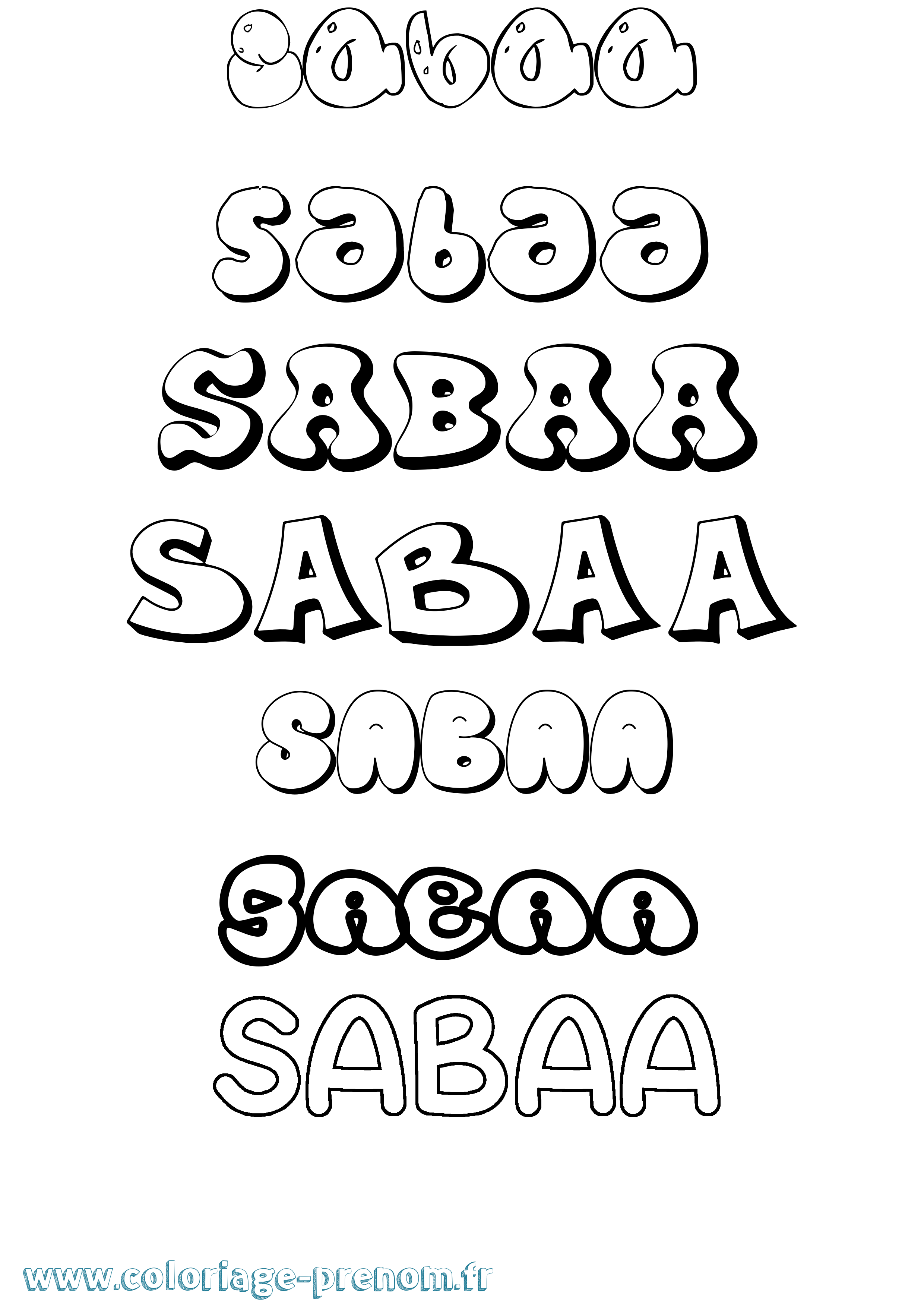 Coloriage Sabaa Bubble Coloriage prénom Sabaa Bubble