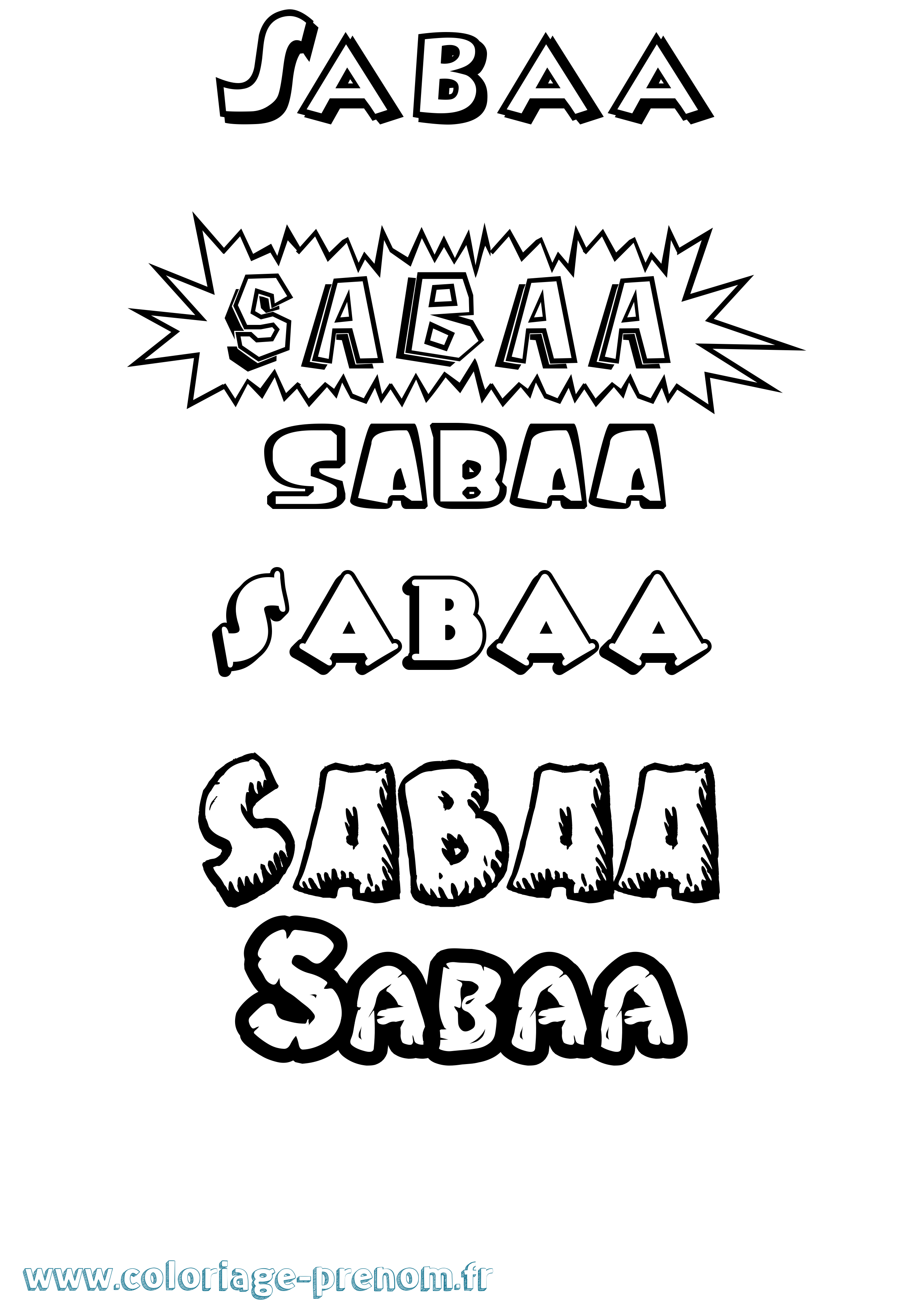 Coloriage Sabaa Dessin Animé Coloriage prénom Sabaa Dessin Animé