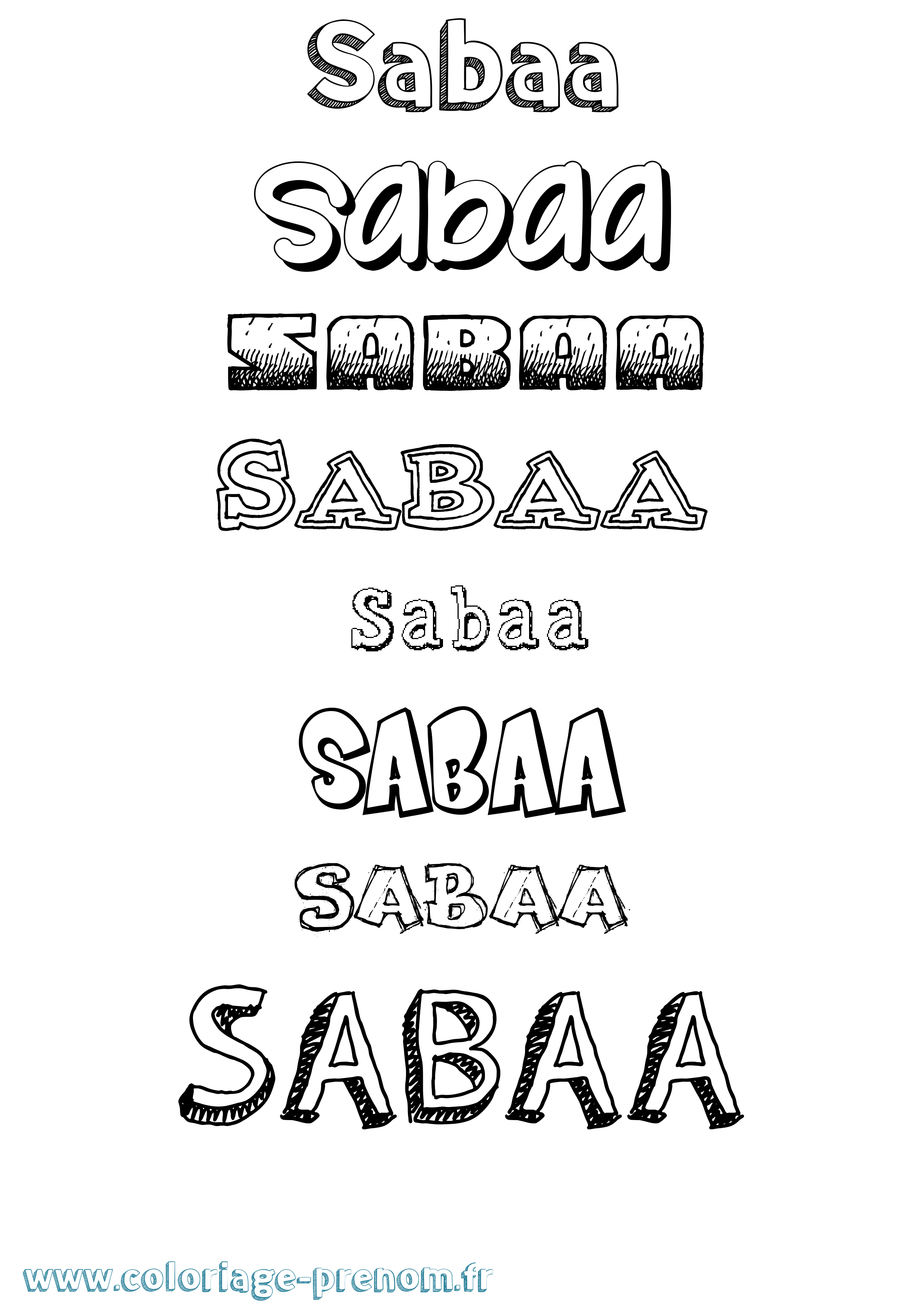 Coloriage Sabaa Dessiné Coloriage prénom Sabaa Dessiné