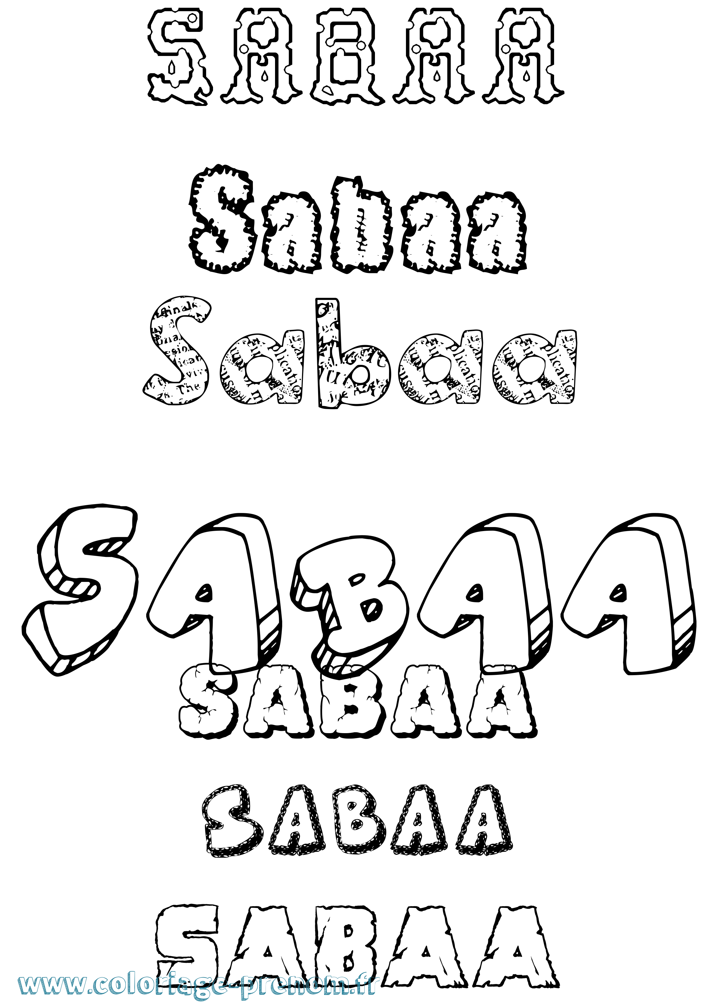 Coloriage Sabaa Destructuré Coloriage prénom Sabaa Destructuré