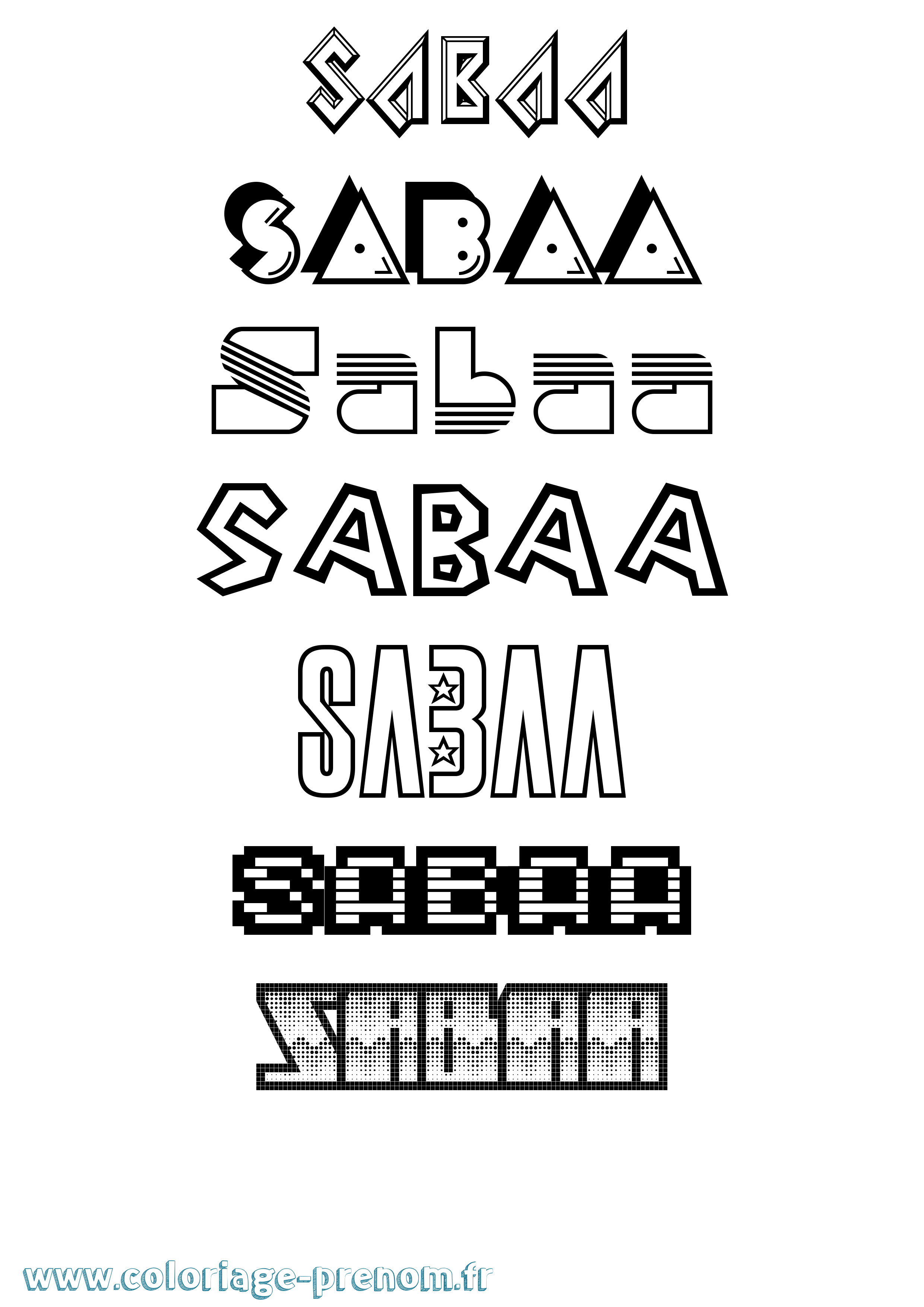 Coloriage prénom Sabaa Jeux Vidéos