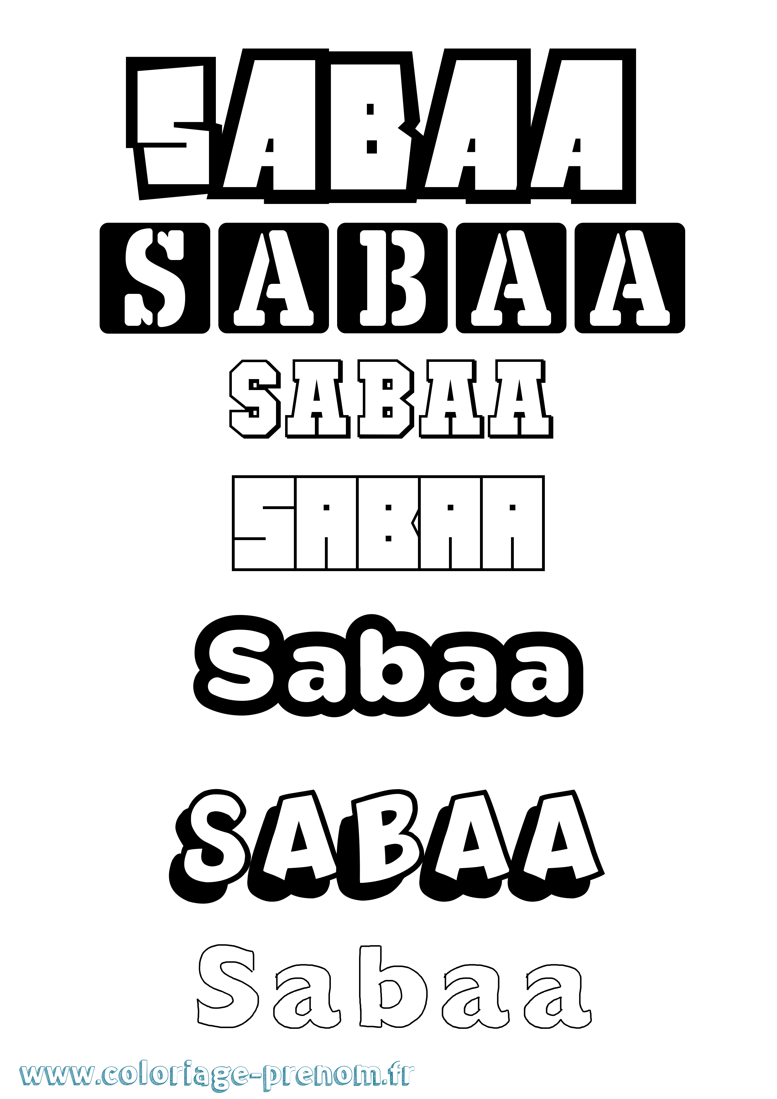 Coloriage prénom Sabaa Simple