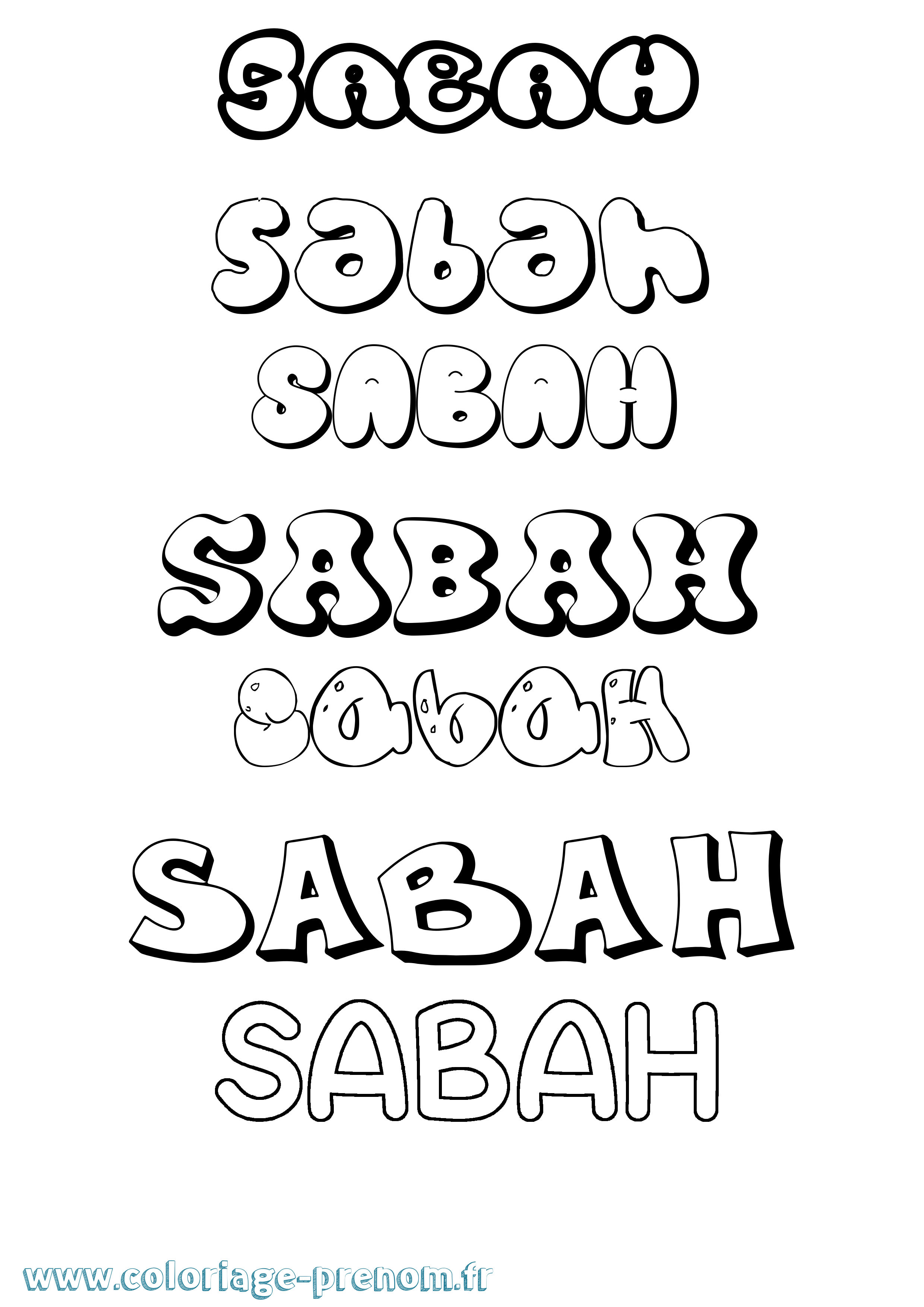 Coloriage Sabah Bubble Coloriage prénom Sabah Bubble
