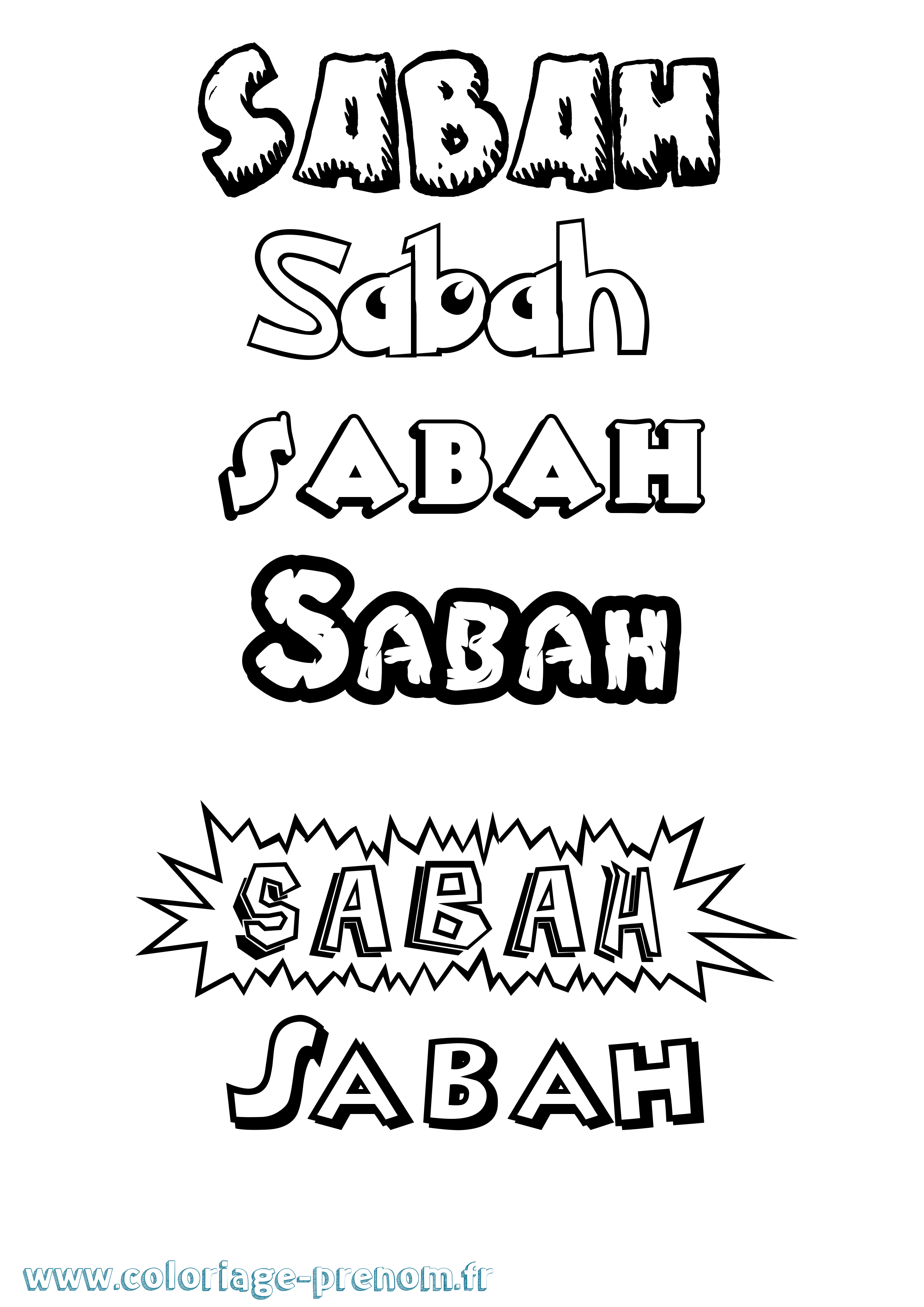 Coloriage prénom Sabah Dessin Animé