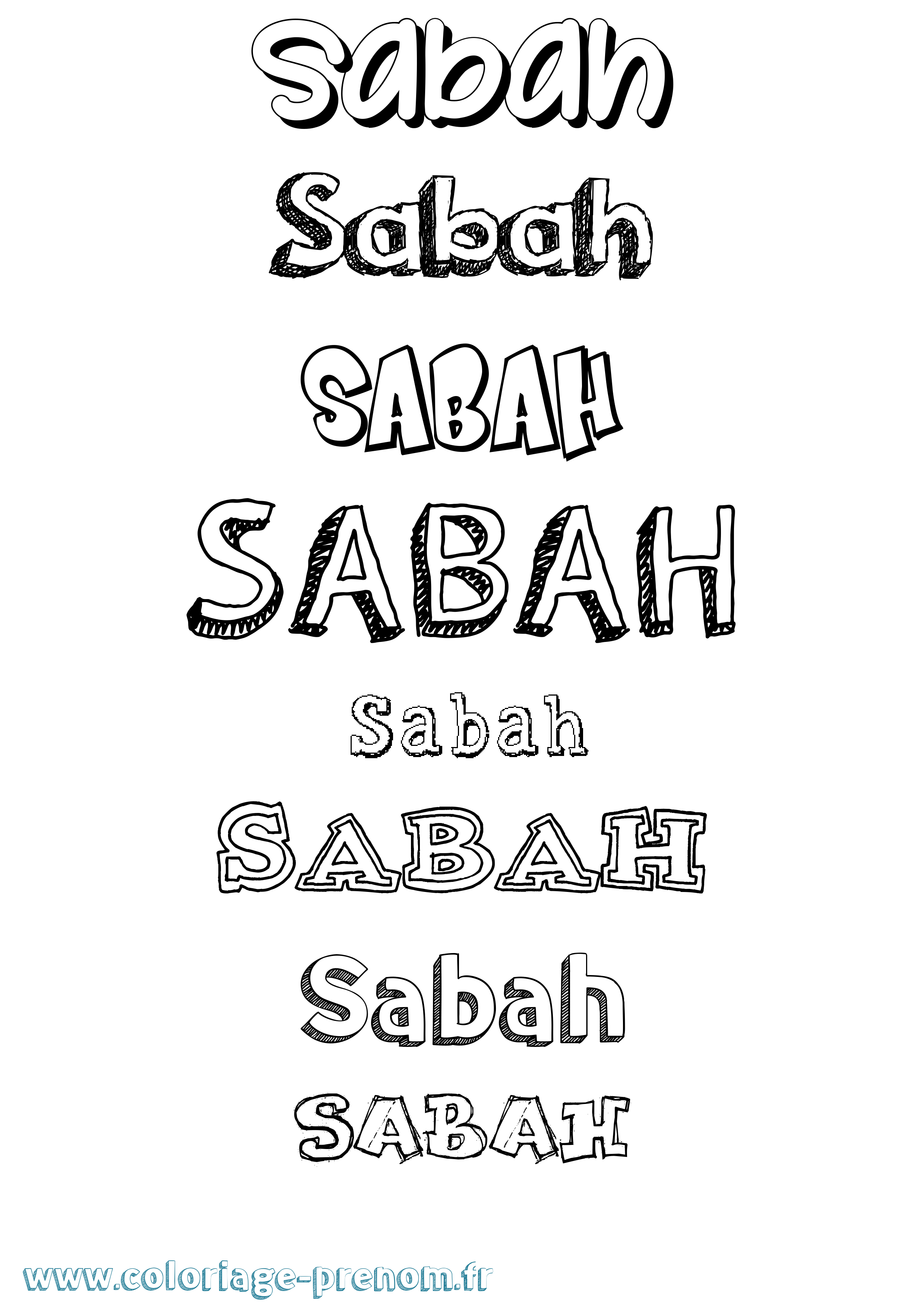 Coloriage Sabah Dessiné Coloriage prénom Sabah Dessiné