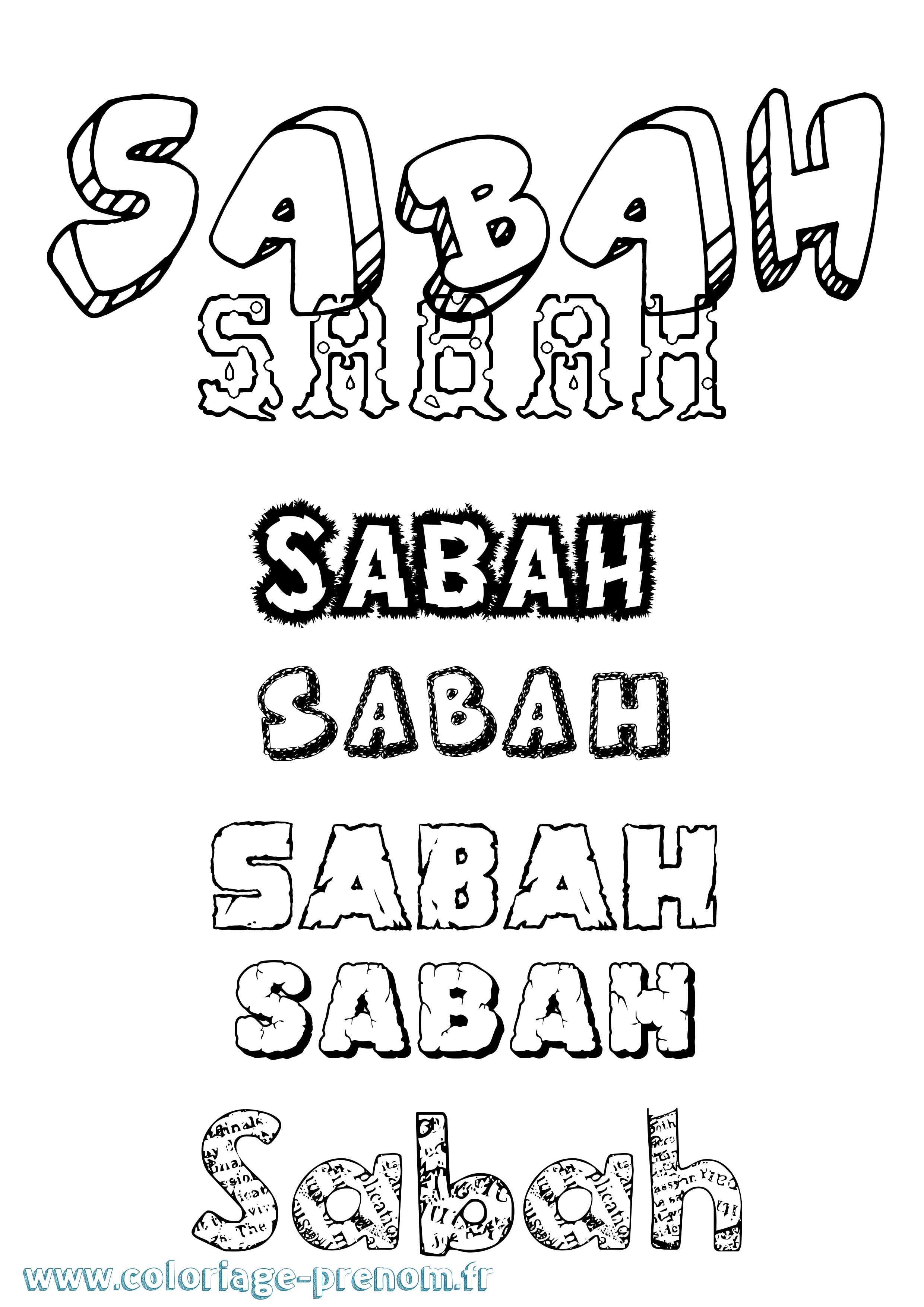 Coloriage Sabah Destructuré Coloriage prénom Sabah Destructuré