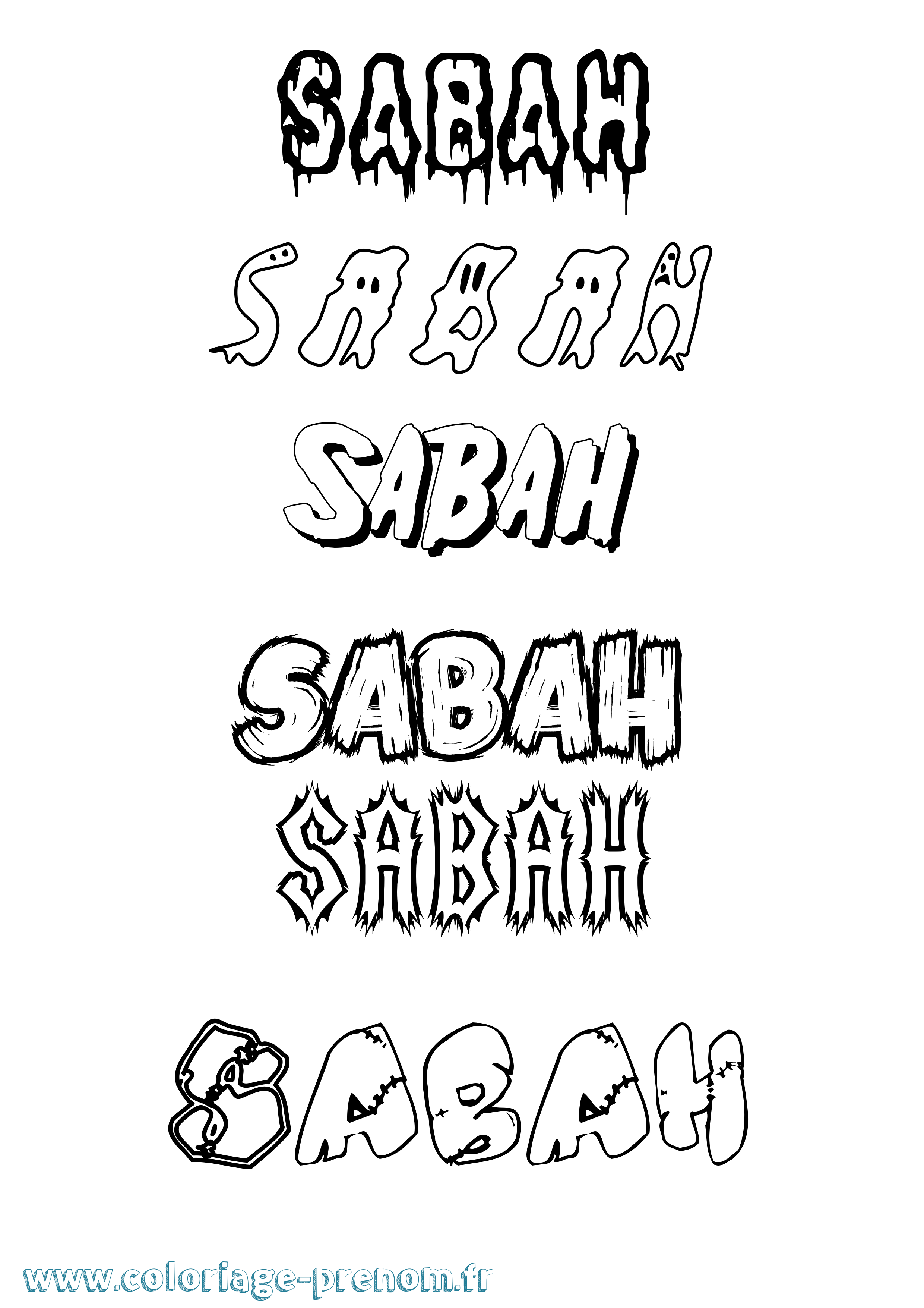 Coloriage Sabah Frisson Coloriage prénom Sabah Frisson