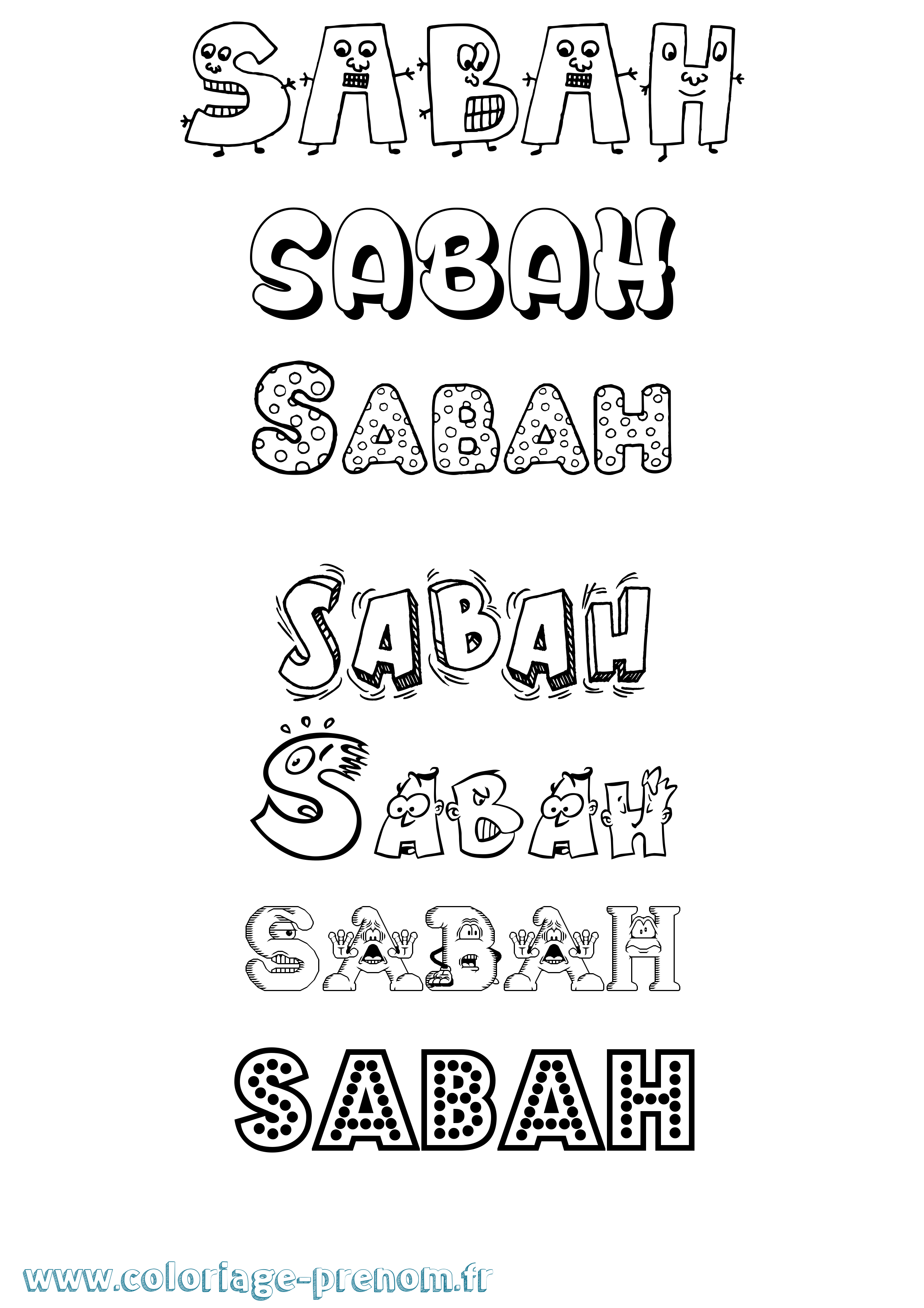 Coloriage Sabah Fun Coloriage prénom Sabah Fun