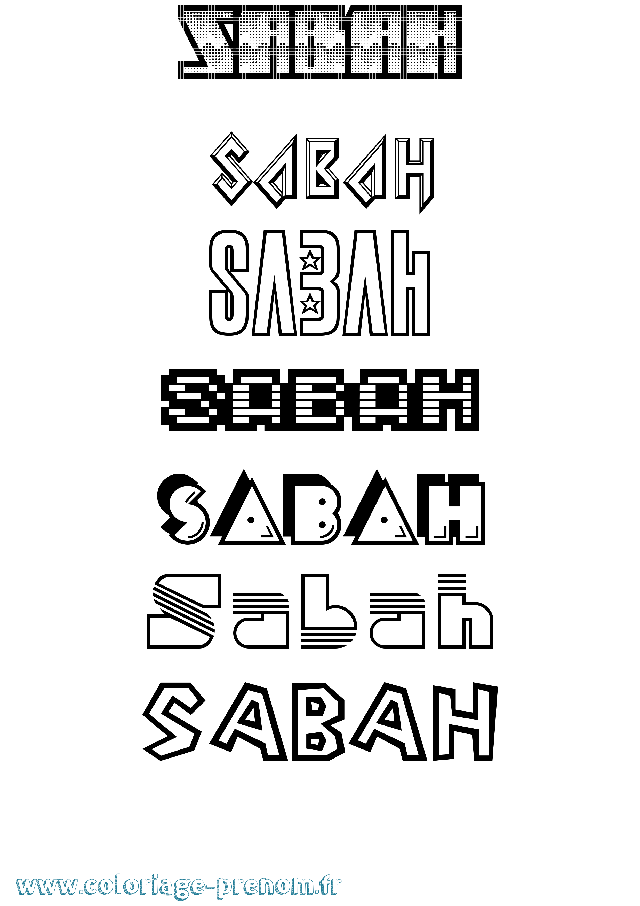 Coloriage prénom Sabah Jeux Vidéos