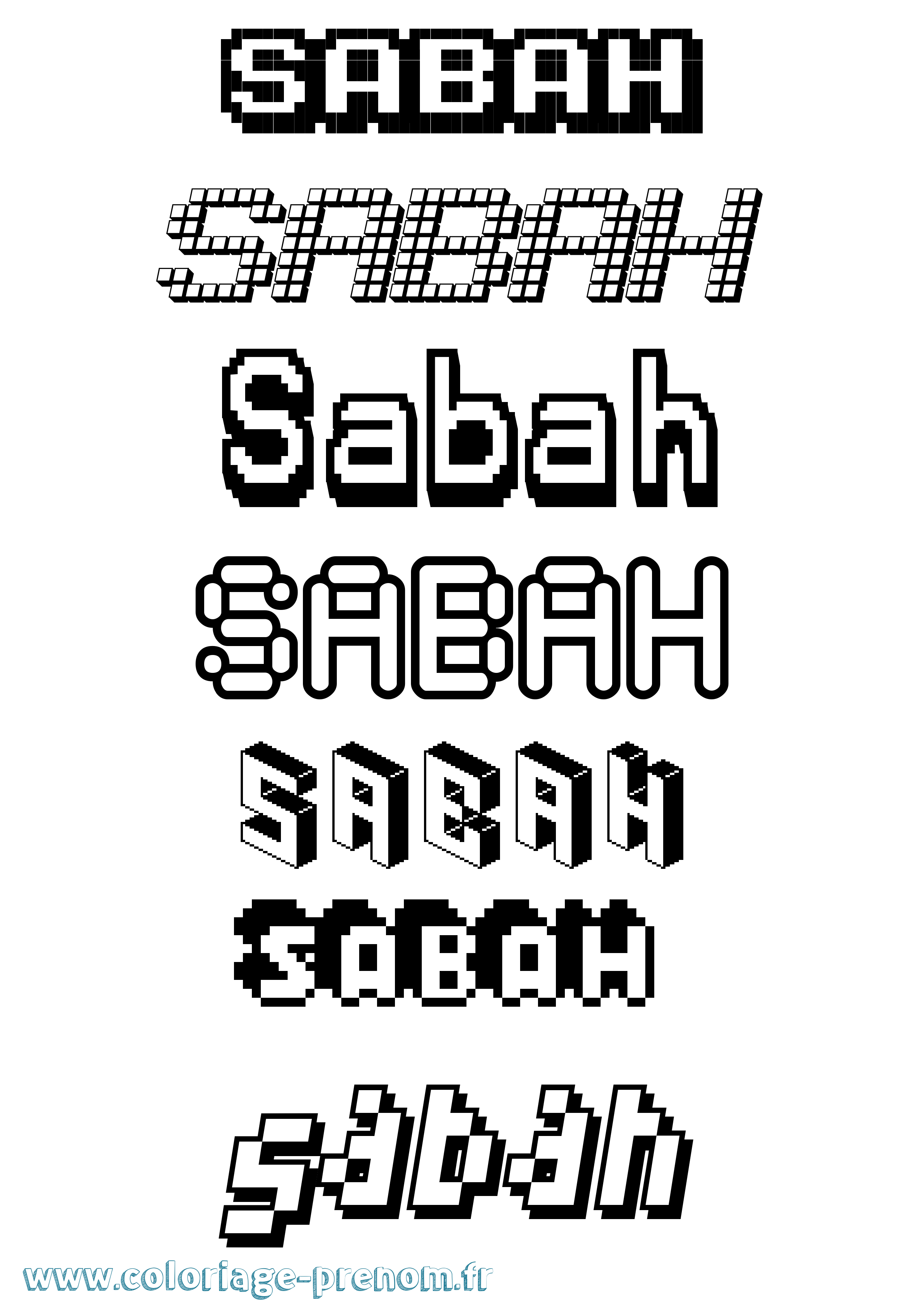 Coloriage Sabah Pixel Coloriage prénom Sabah Pixel