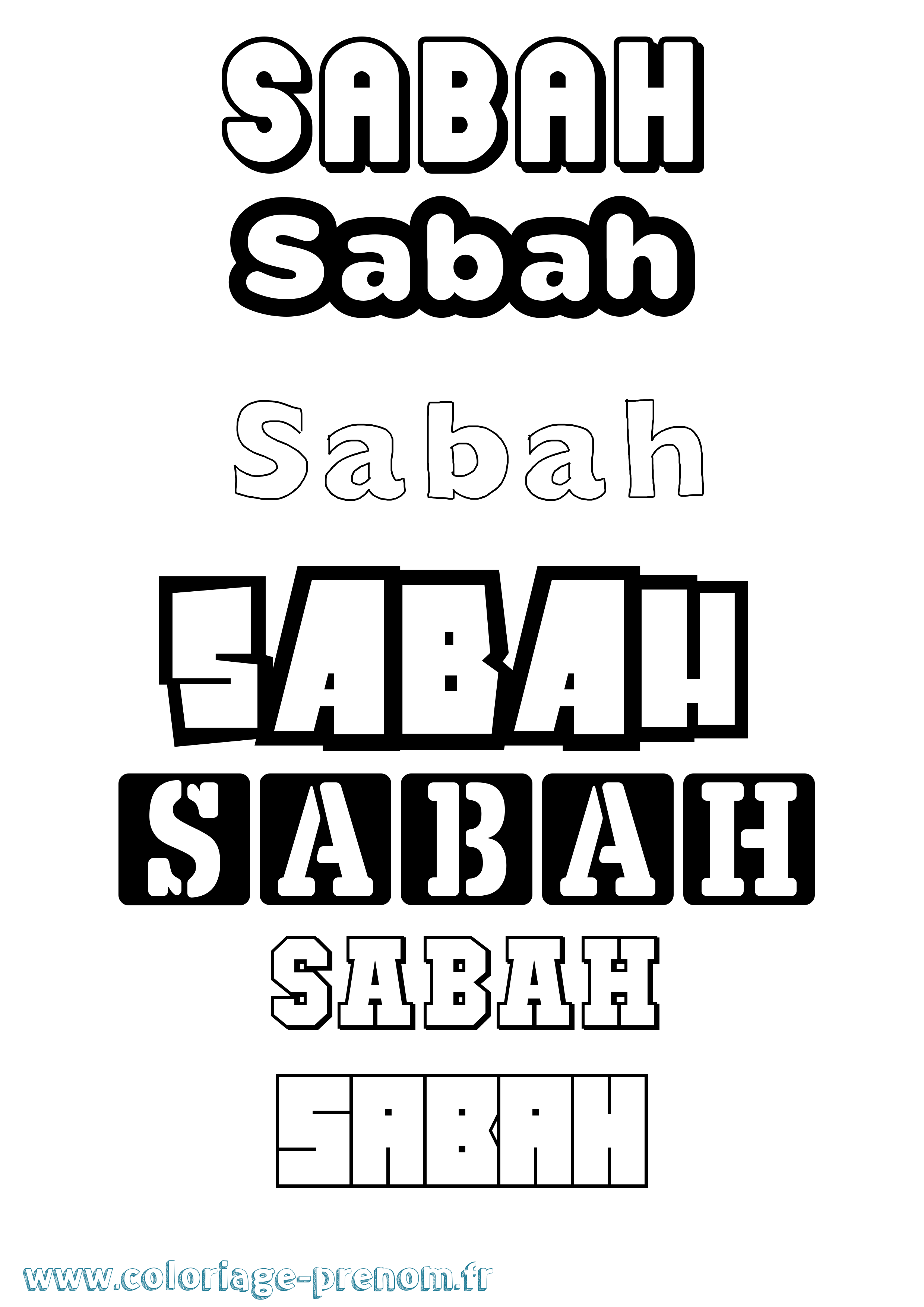 Coloriage prénom Sabah Simple