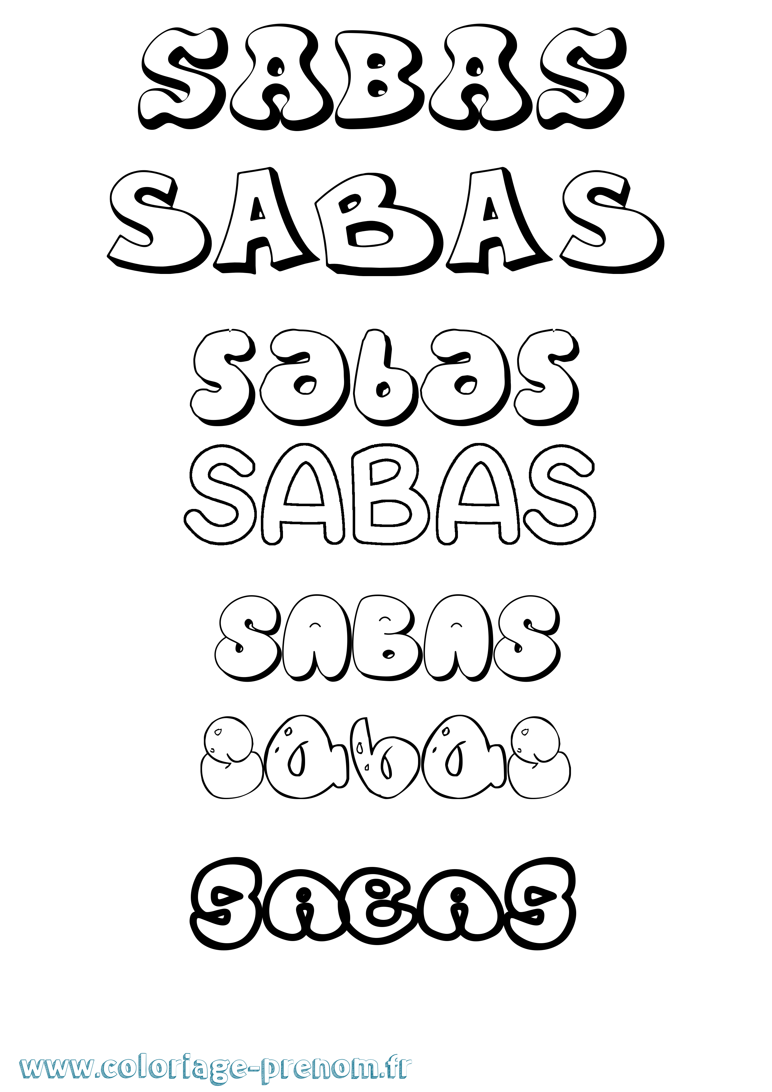 Coloriage Sabas Bubble Coloriage prénom Sabas Bubble