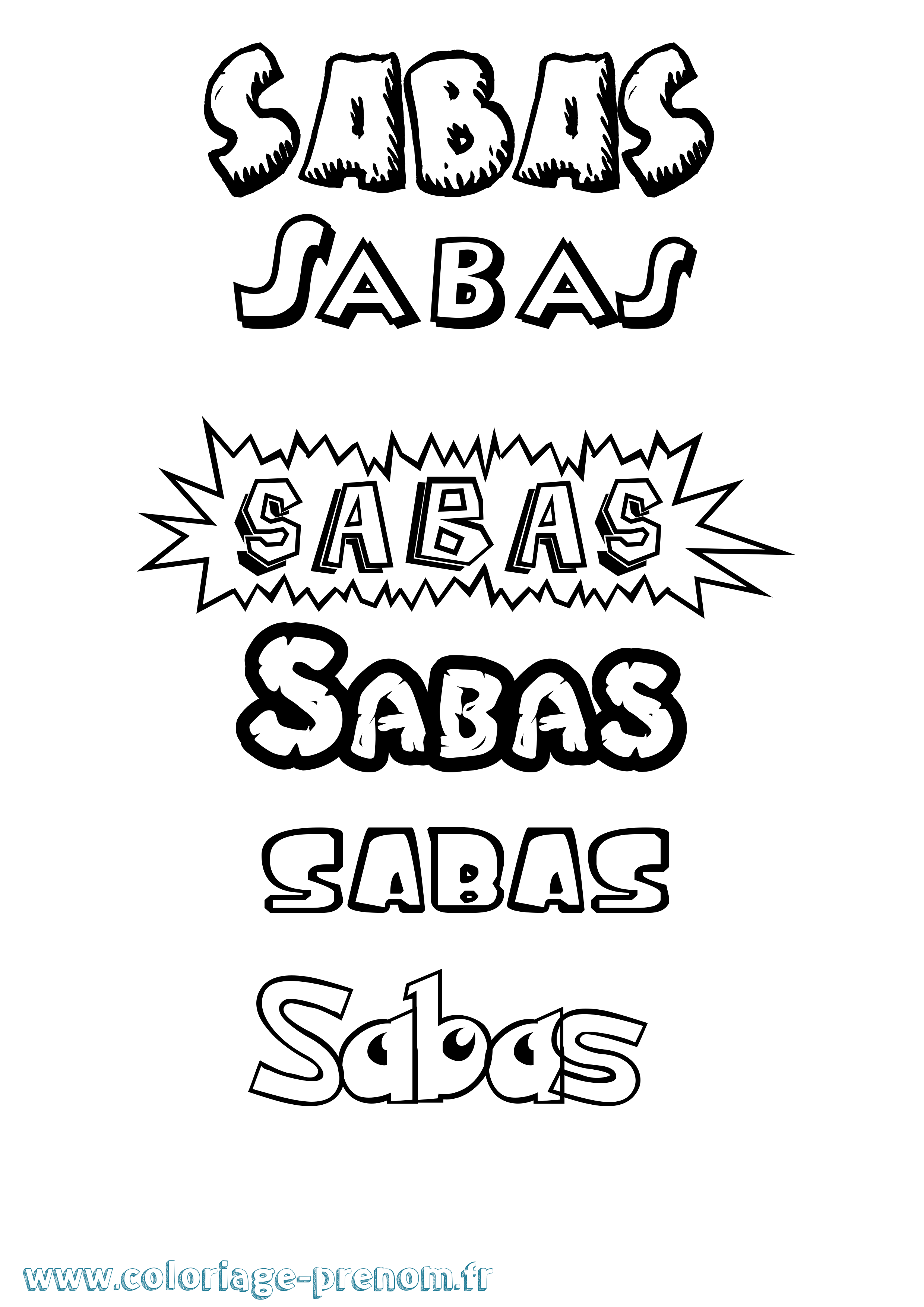 Coloriage prénom Sabas Dessin Animé