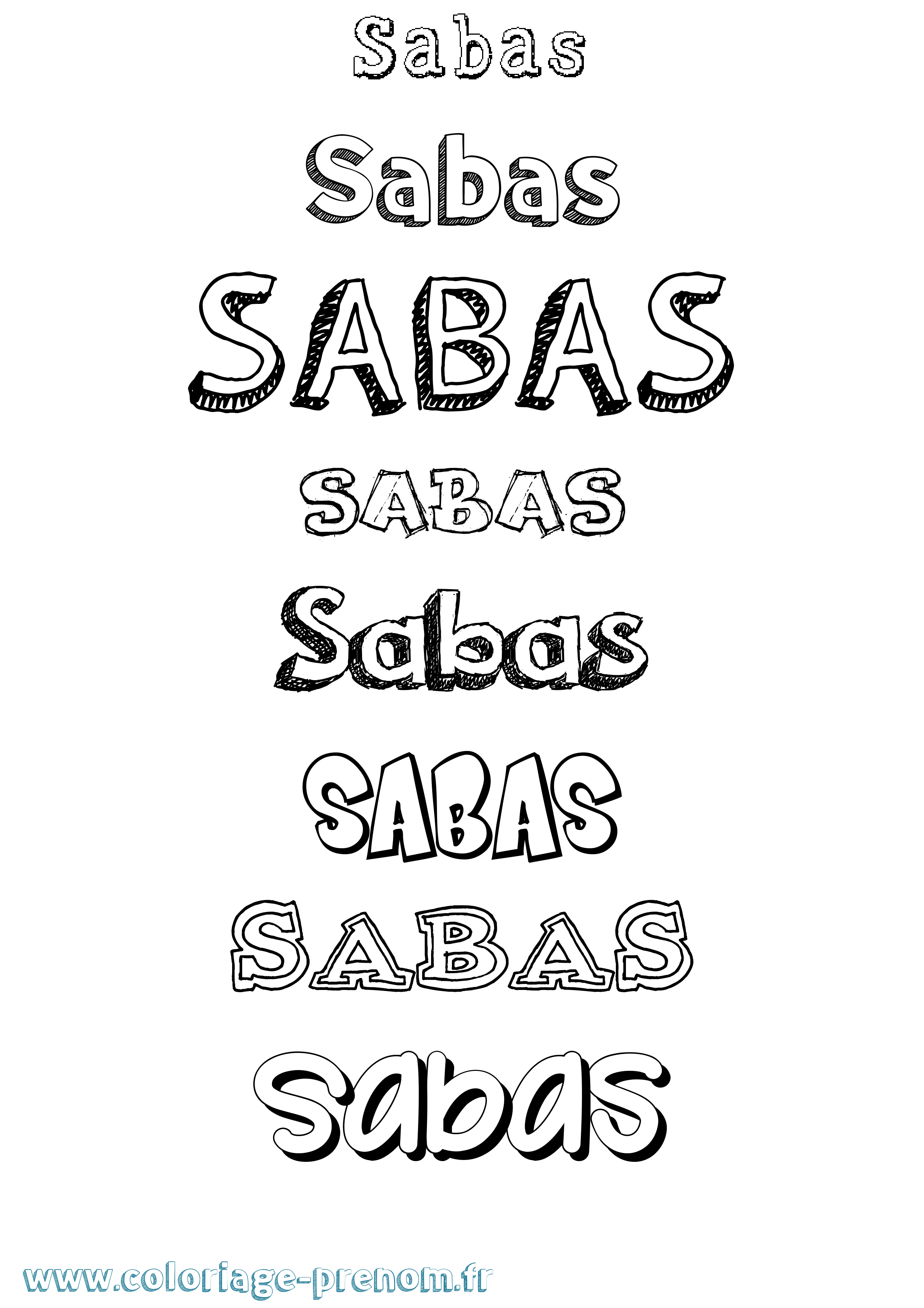 Coloriage prénom Sabas Dessiné