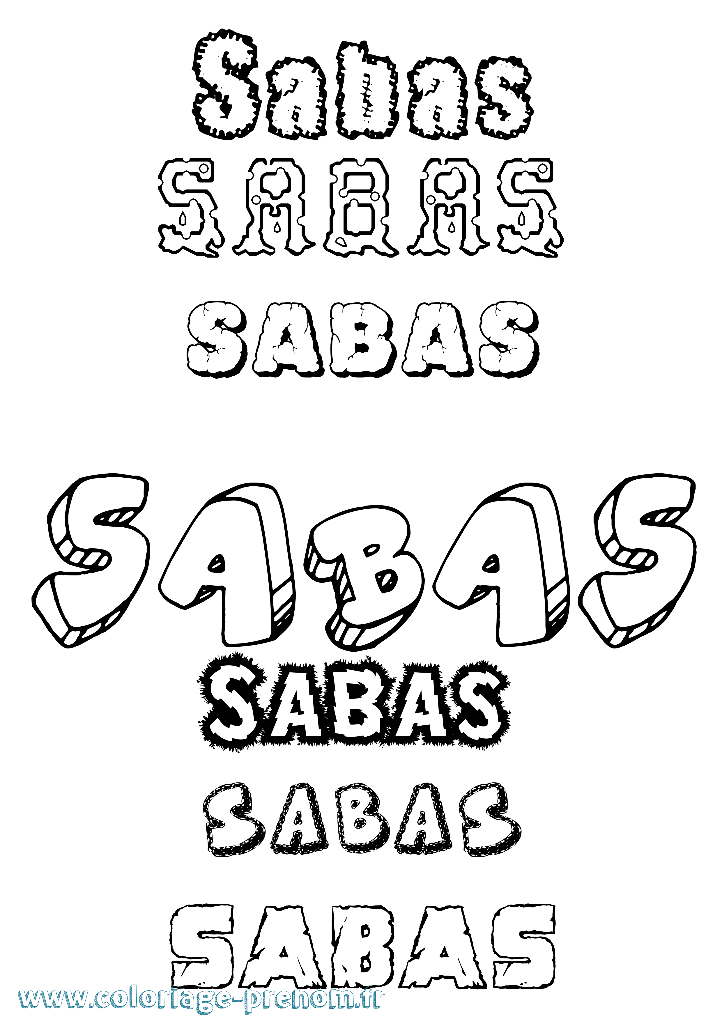 Coloriage prénom Sabas Destructuré