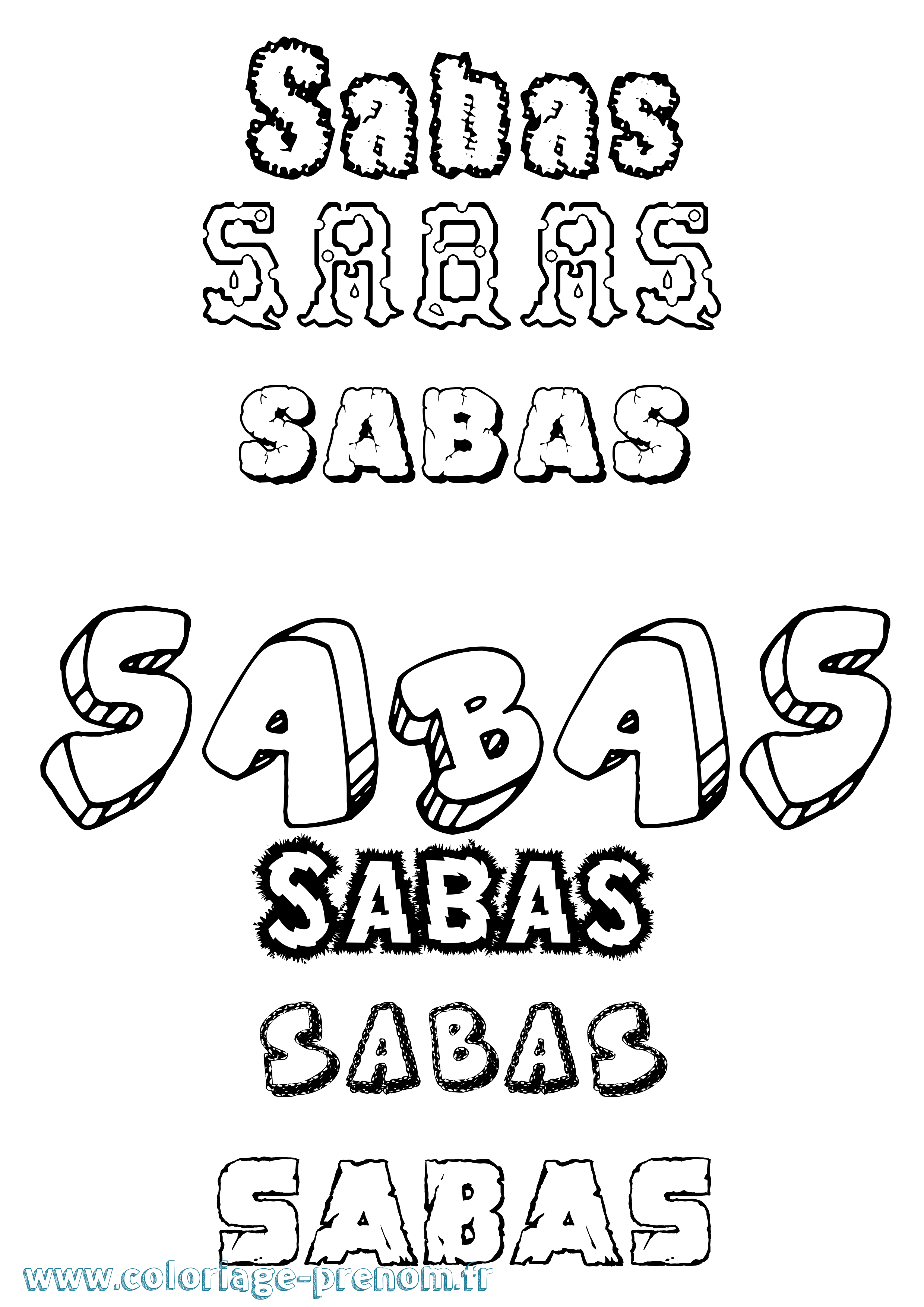 Coloriage Sabas Destructuré Coloriage prénom Sabas Destructuré