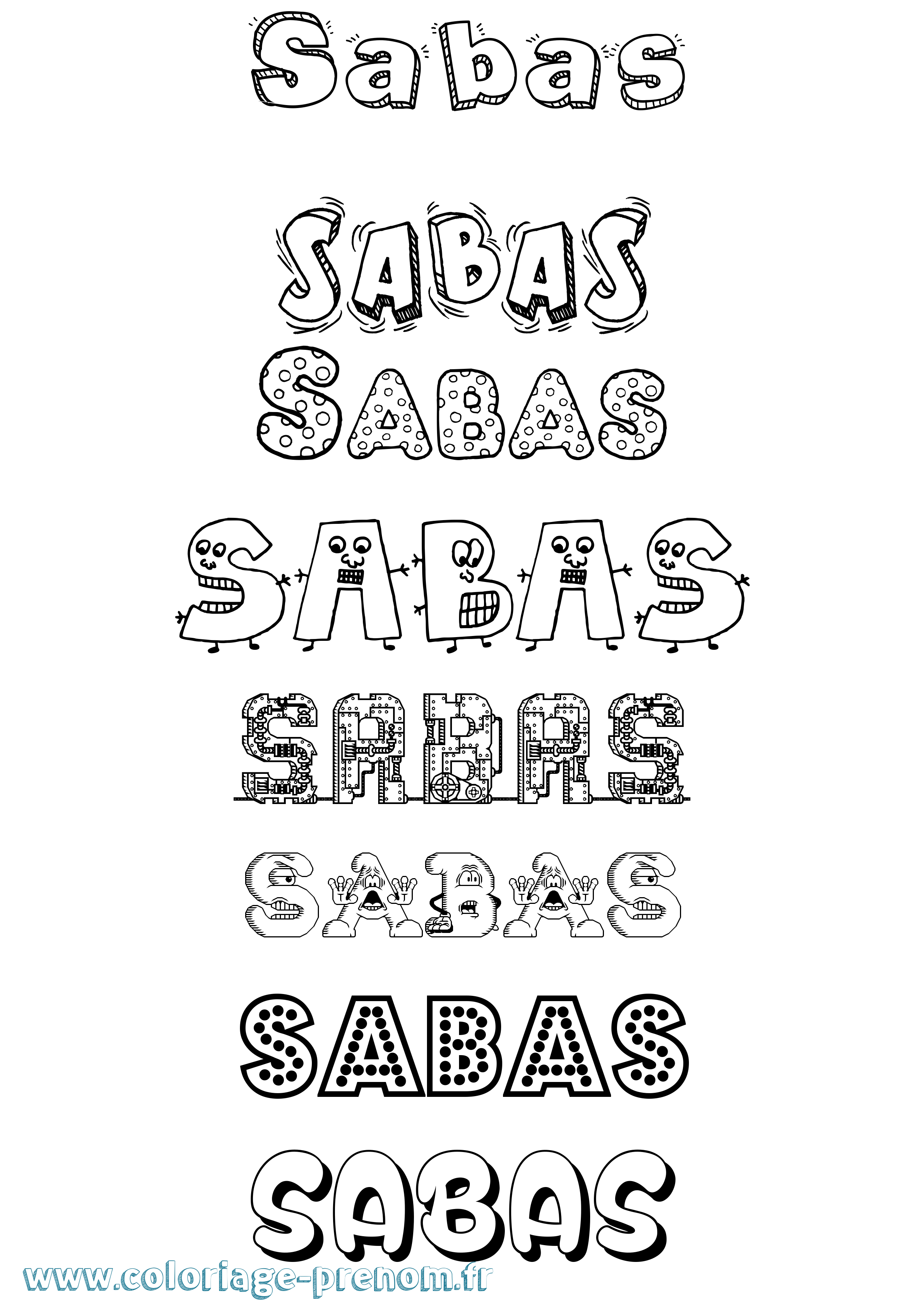 Coloriage Sabas Fun Coloriage prénom Sabas Fun