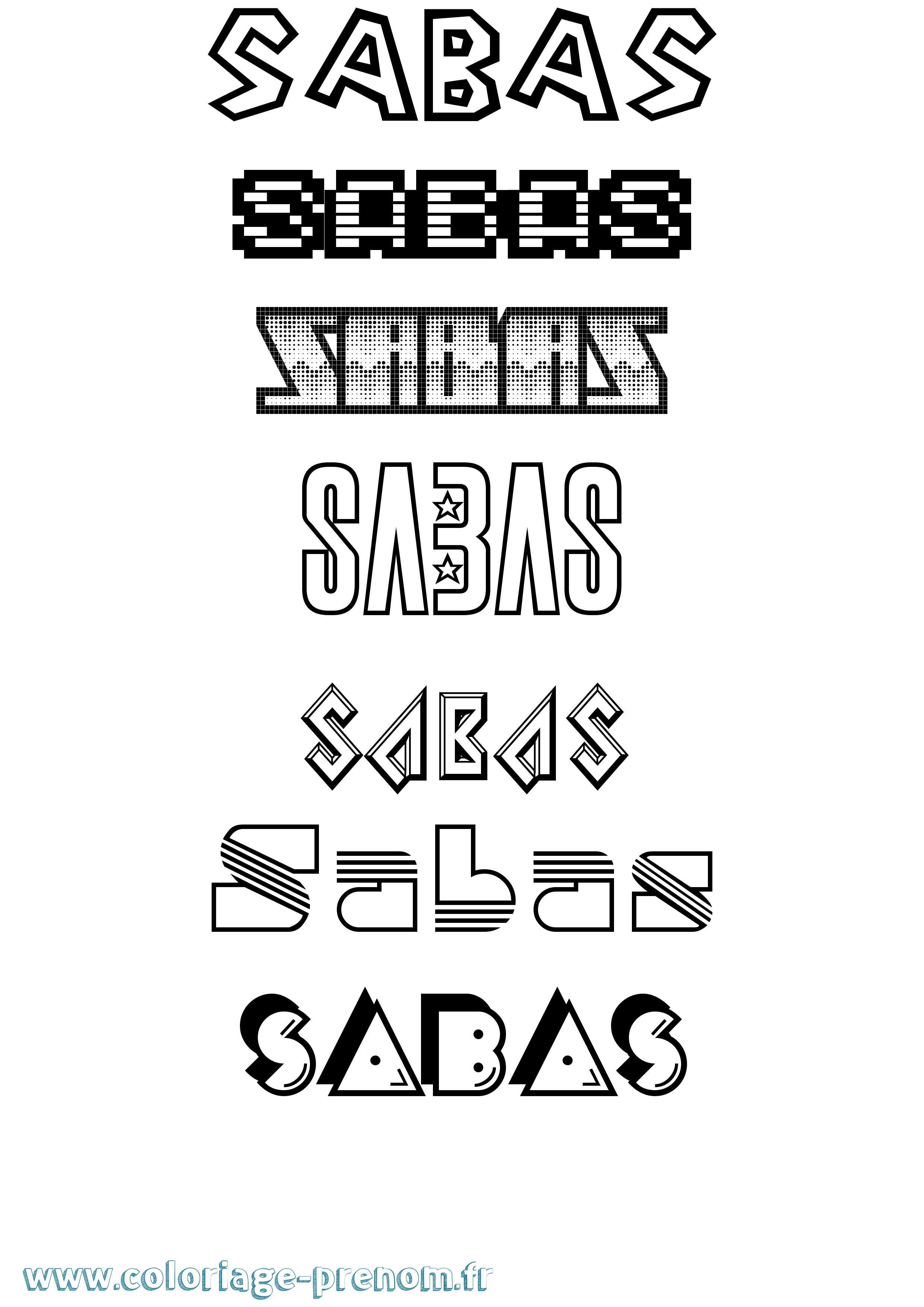 Coloriage prénom Sabas Jeux Vidéos