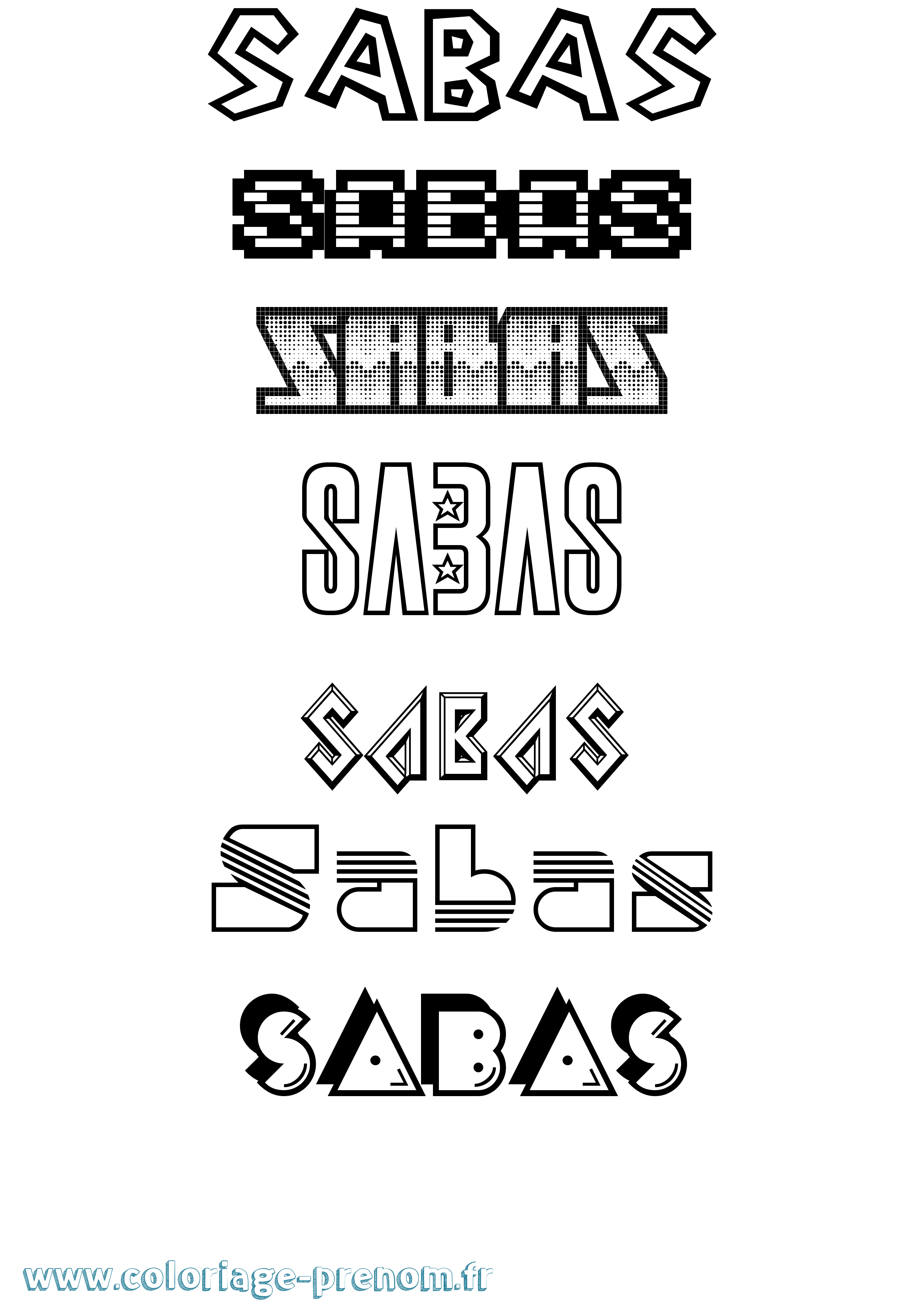 Coloriage Sabas Jeux Vidéos Coloriage prénom Sabas Jeux Vidéos