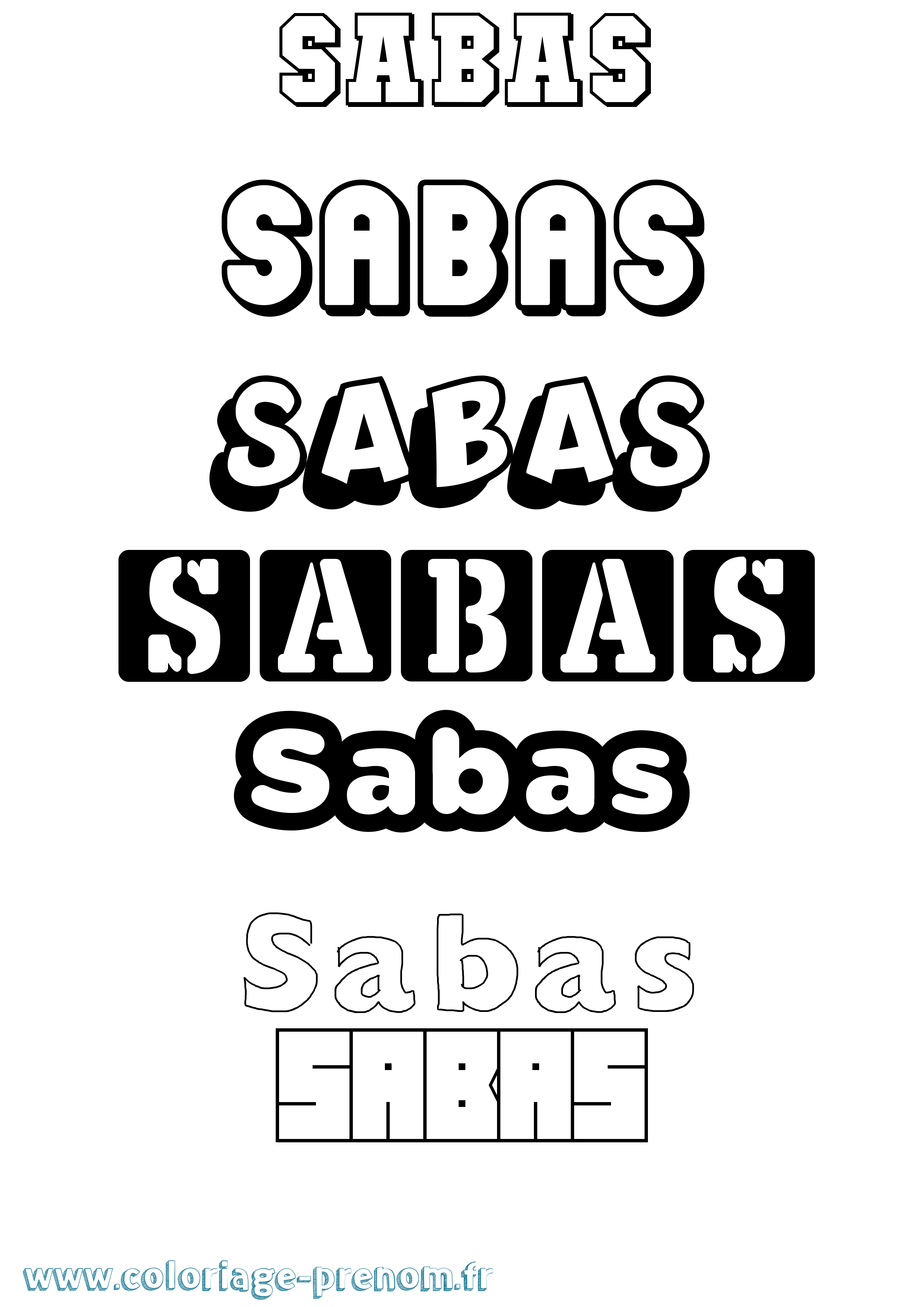 Coloriage Sabas Simple Coloriage prénom Sabas Simple